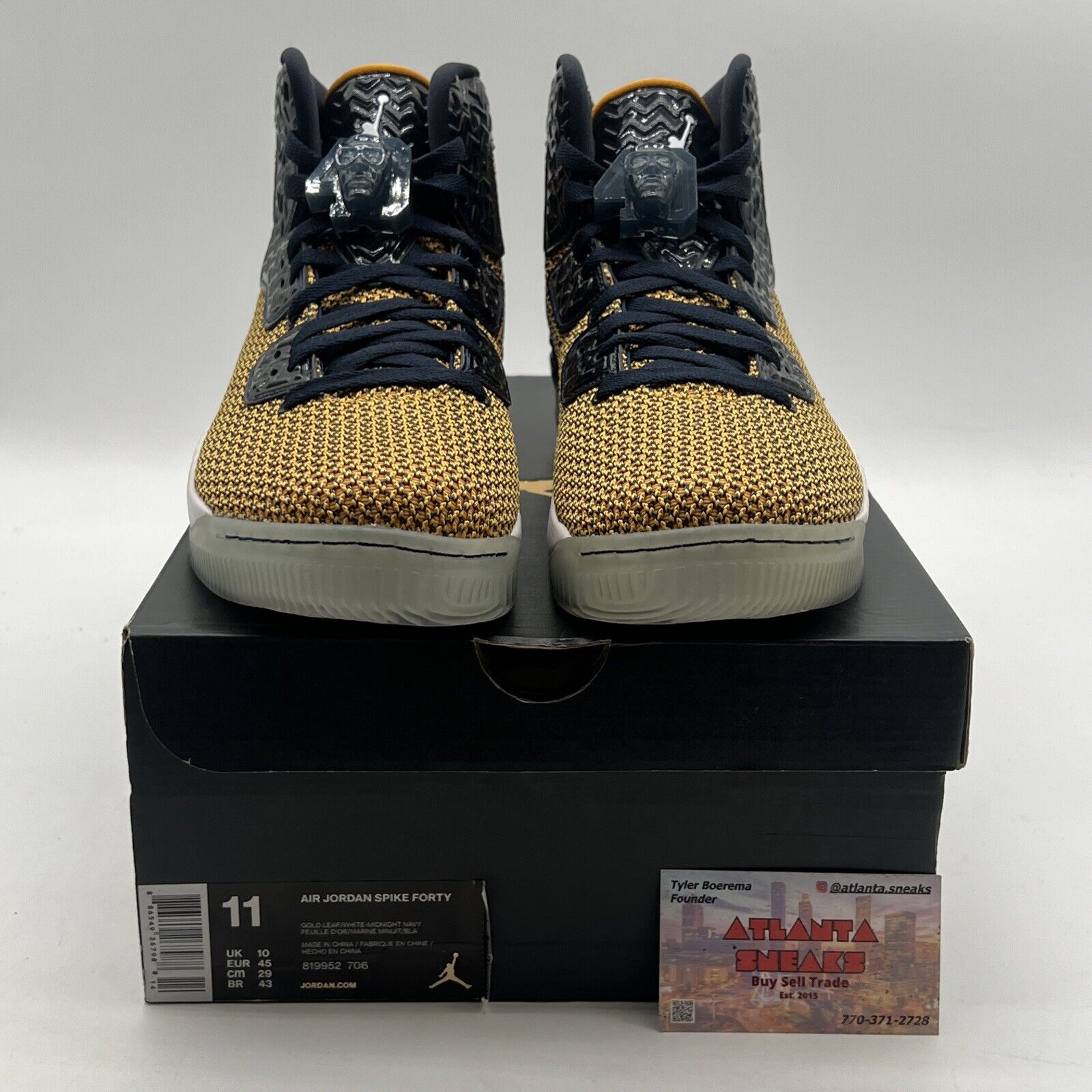 Size 11 - Jordan Spike Forty Gold Leaf White Midnight Navy Mens (819952-706)