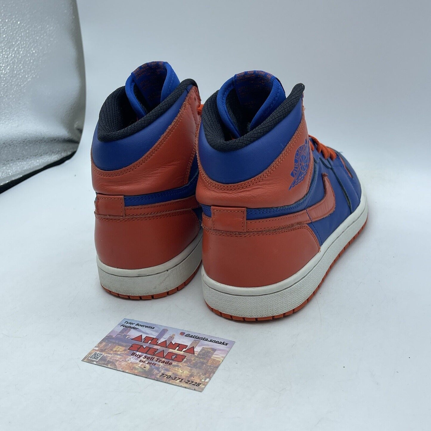 Size 8 - Air Jordan 1 Retro OG High Knicks Orange Blue Leather (555088-407)