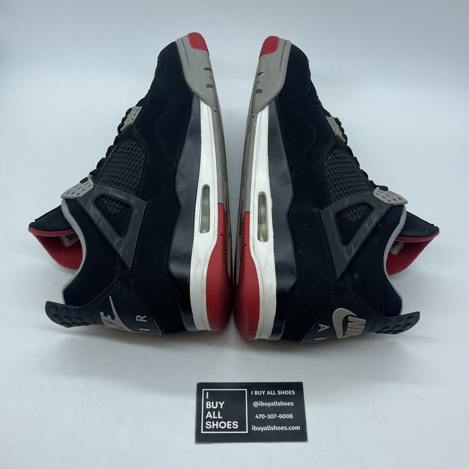Size 12 - Jordan 4 Retro OG Mid Bred 2019 Black Grey Suede (308497-060)