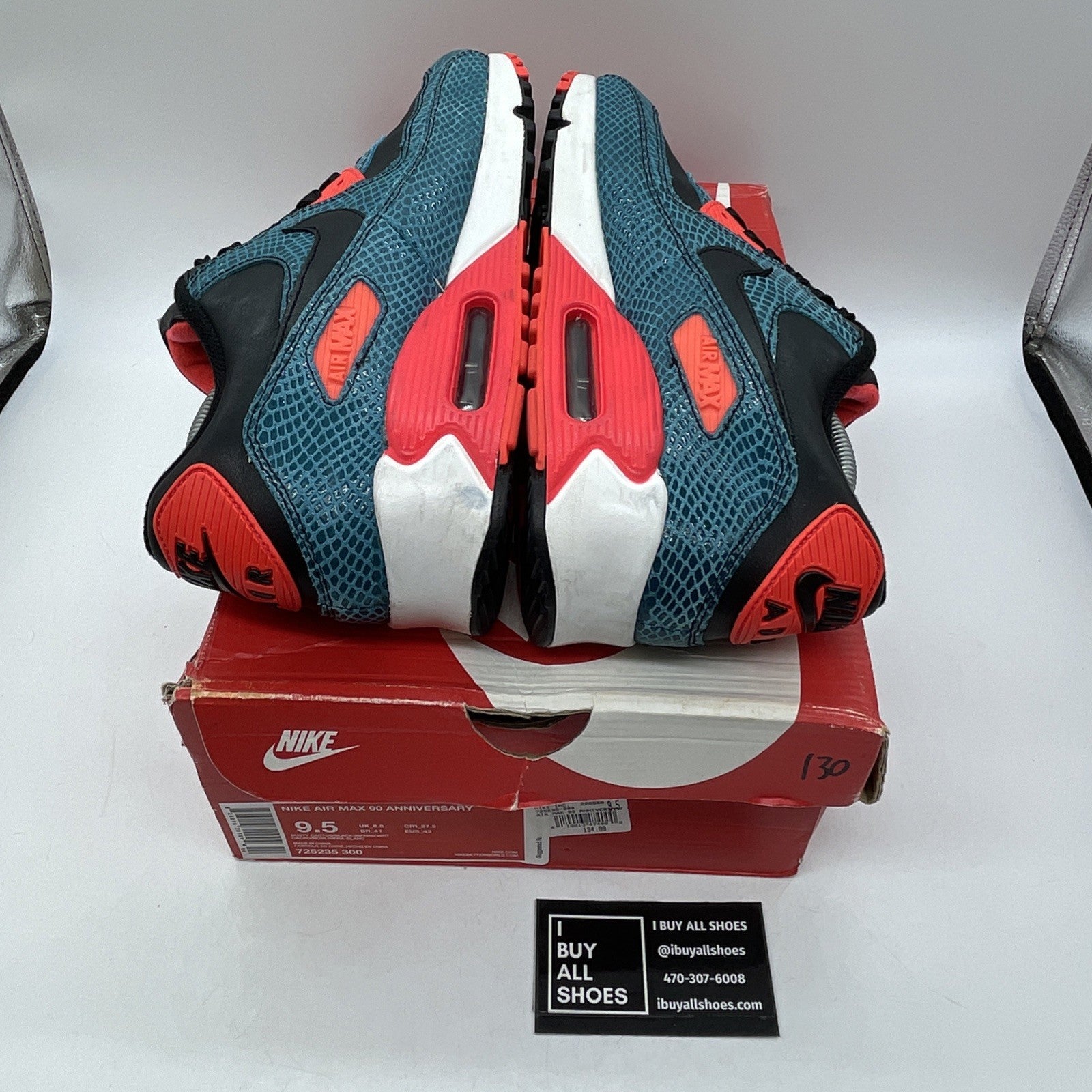 Size 9.5 - Nike Air Max 90 Anniversary Infrared Snake Leather (725235-300)