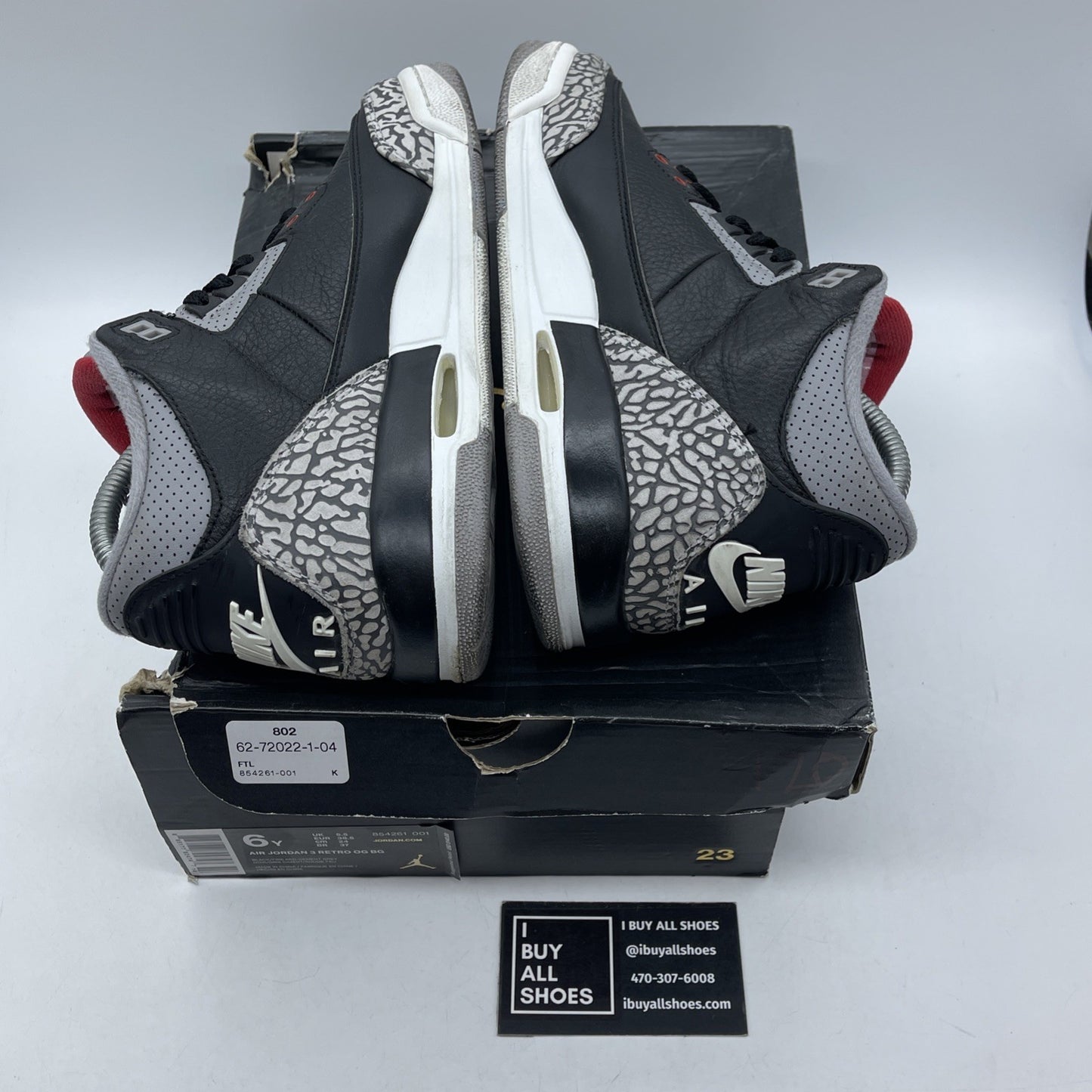 Size 6Y (GS) - Jordan 3 Retro OG 2018 Mid Black Cement Leather (854261-001)