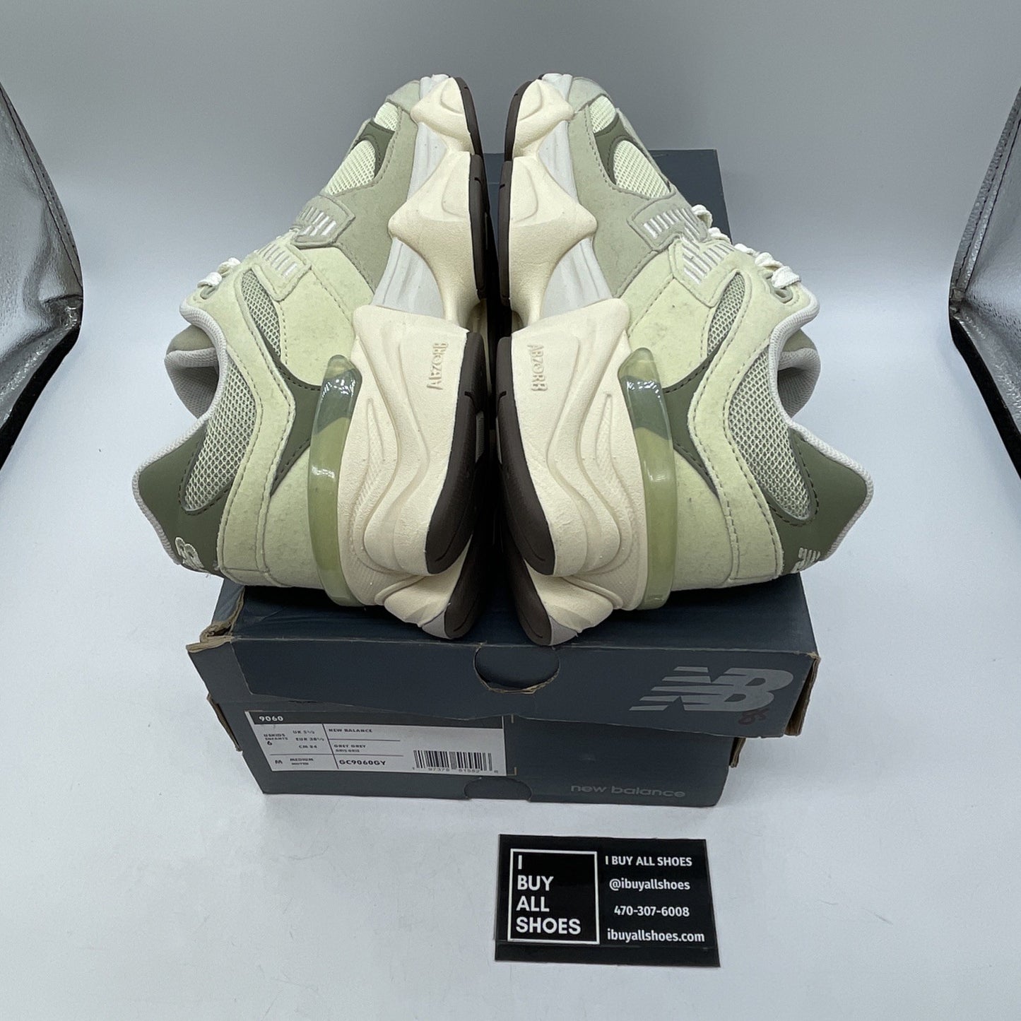 Size 6Y - New Balance 9060 Wide NB Olivine Green Suede (GC9060GY)