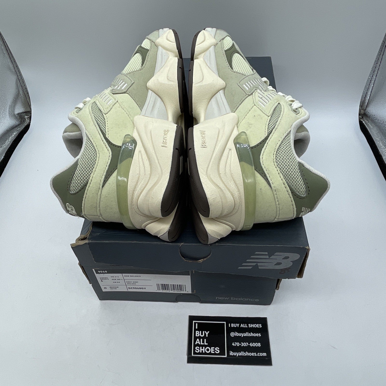 Size 6Y - New Balance 9060 Wide NB Olivine Green Suede (GC9060GY)