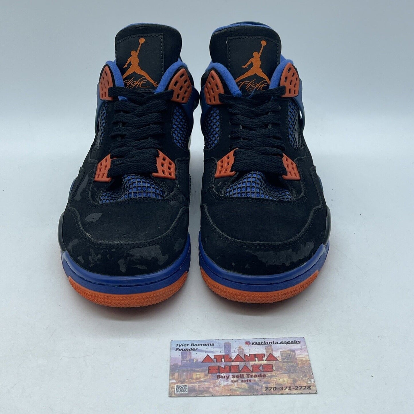 Size 8 - Air Jordan 4 Retro Cavs Black Suede Blue Orange Leather (308497-027)