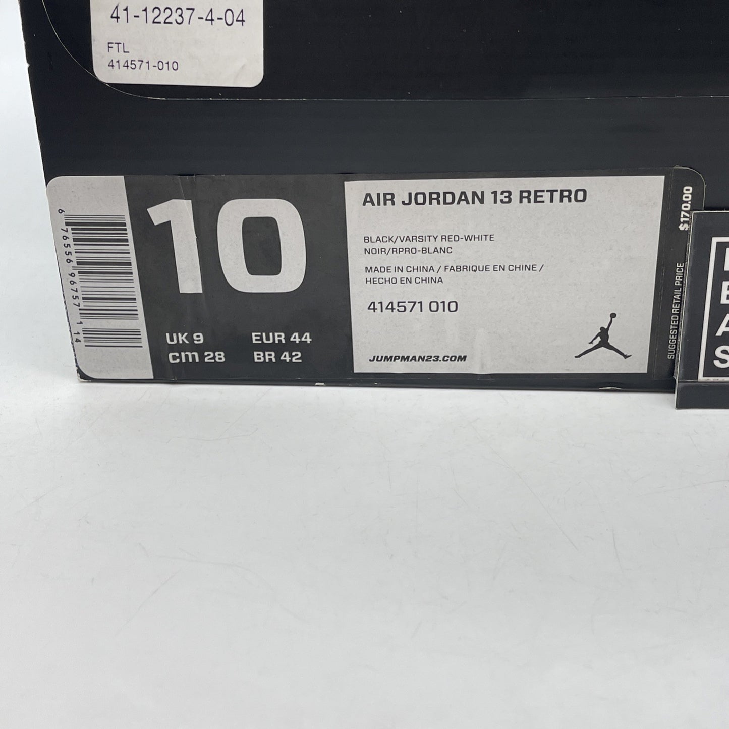 Size 10 - Air Jordan 13 Retro 2013 Bred Red Black Leather (414571-010)