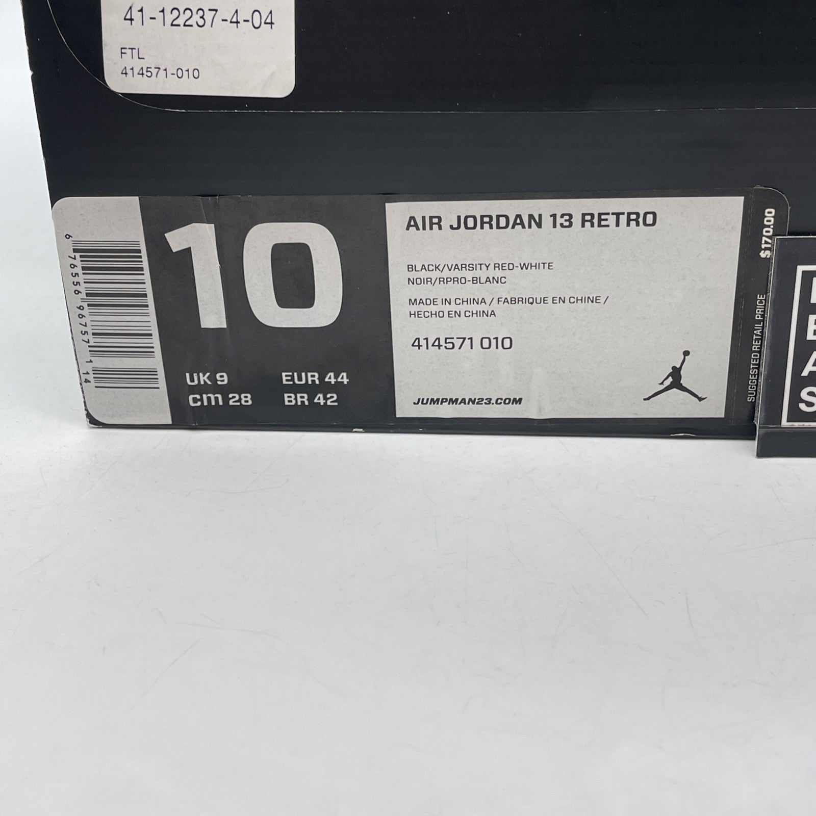 Size 10 - Air Jordan 13 Retro 2013 Bred Red Black Leather (414571-010)