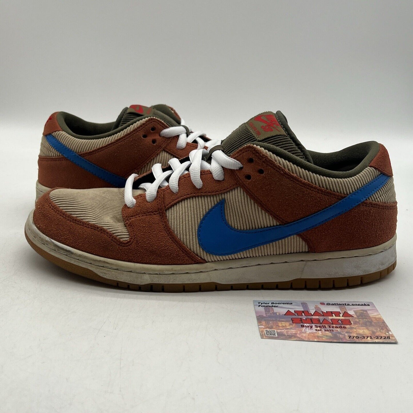 Size 12 - Nike Dunk Pro SB Low Corduroy Gum White Blue (BQ6816-201)