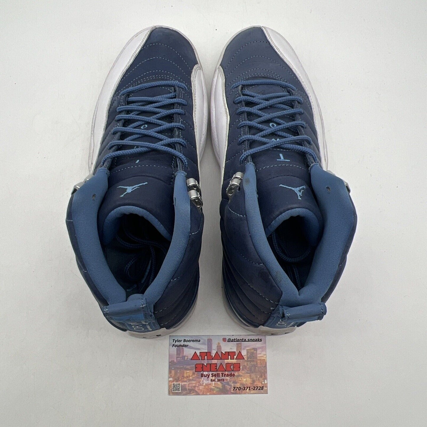 Size 9.5 - Jordan 12 Retro Indigo 2020 White Navy Leather (130690-404)