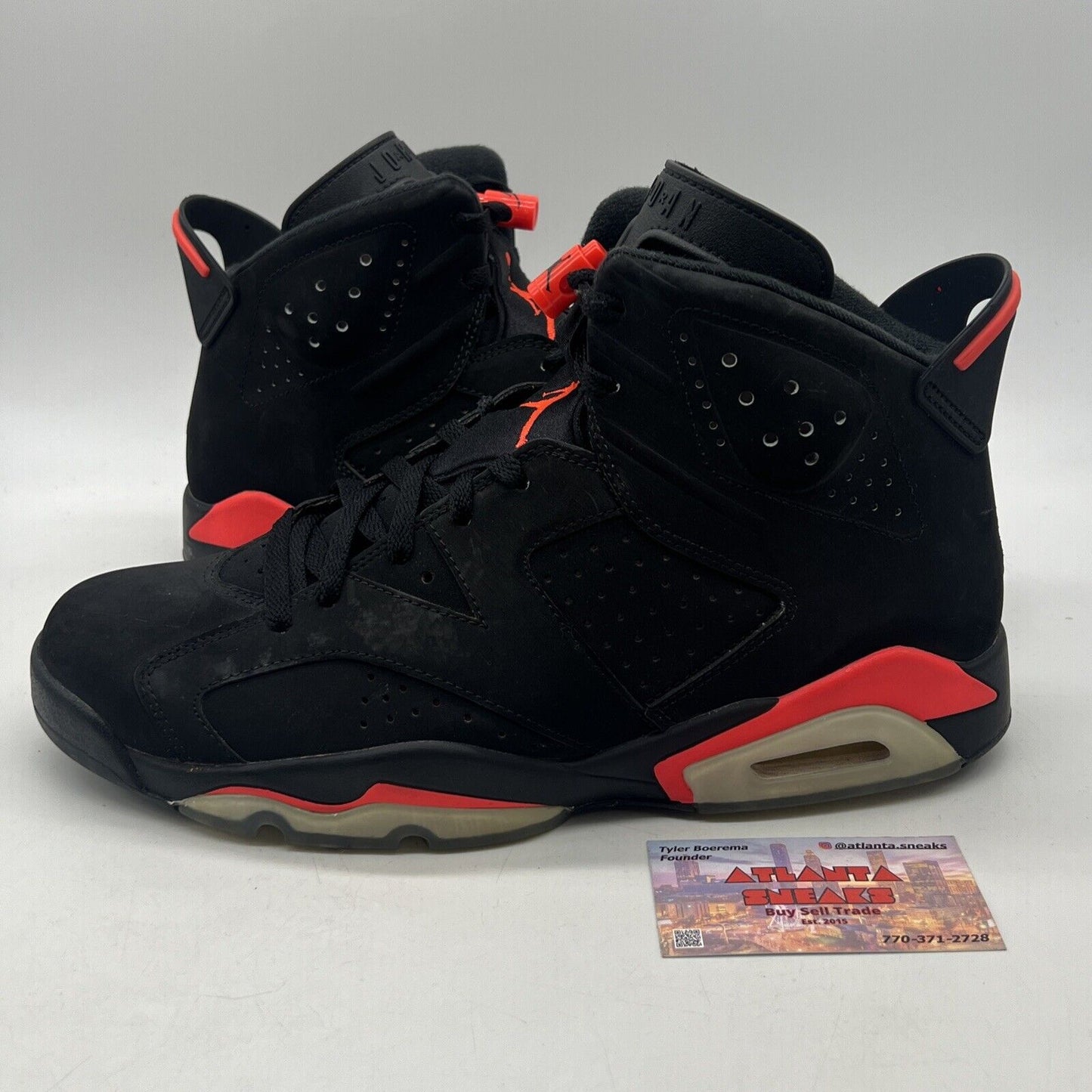 Size 11 - Jordan 6 Retro Infrared Black 2014 Black Red Suede (384664-023)