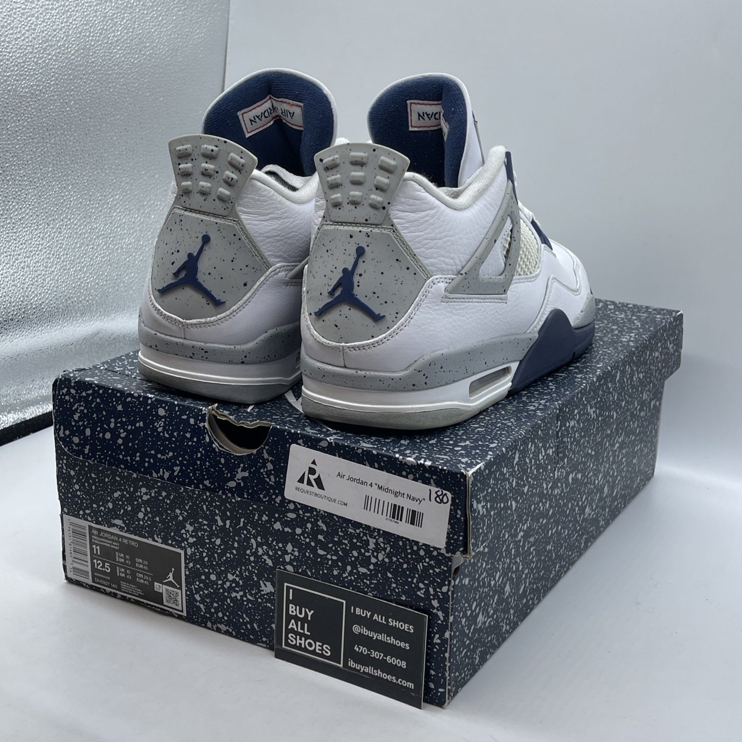 Size 11 - Jordan 4 Retro Mid Midnight Navy White Leather (DH6927-140)