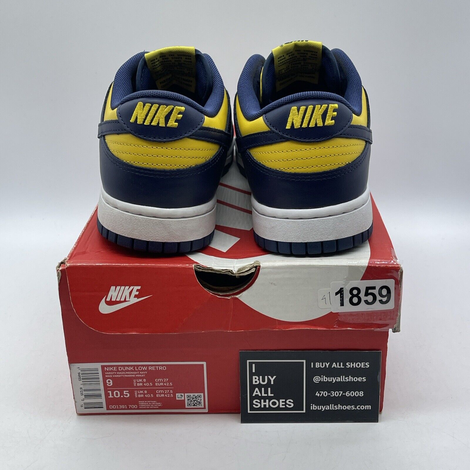 Size 9 - Nike Dunk Low Michigan Yellow Blue White Leather Suede (DD1391-700)