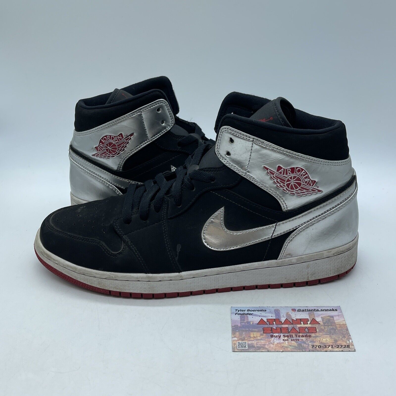 Size 11 - Air Jordan 1 Mid Johnny Kilroy Black Suede Silver Leather (554724-057)