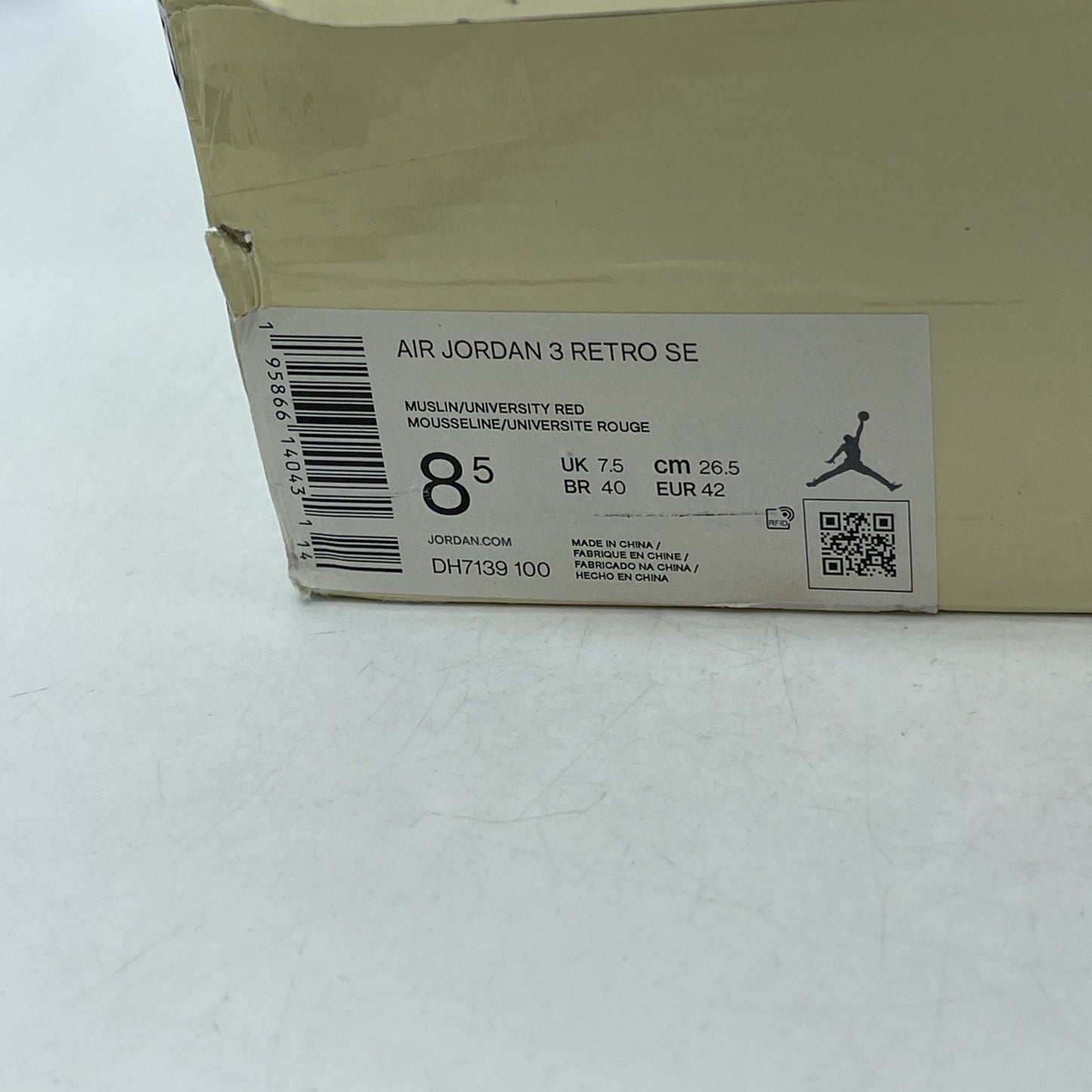 Size 8.5 - Air Jordan 3 Muslin (DH7139-100)