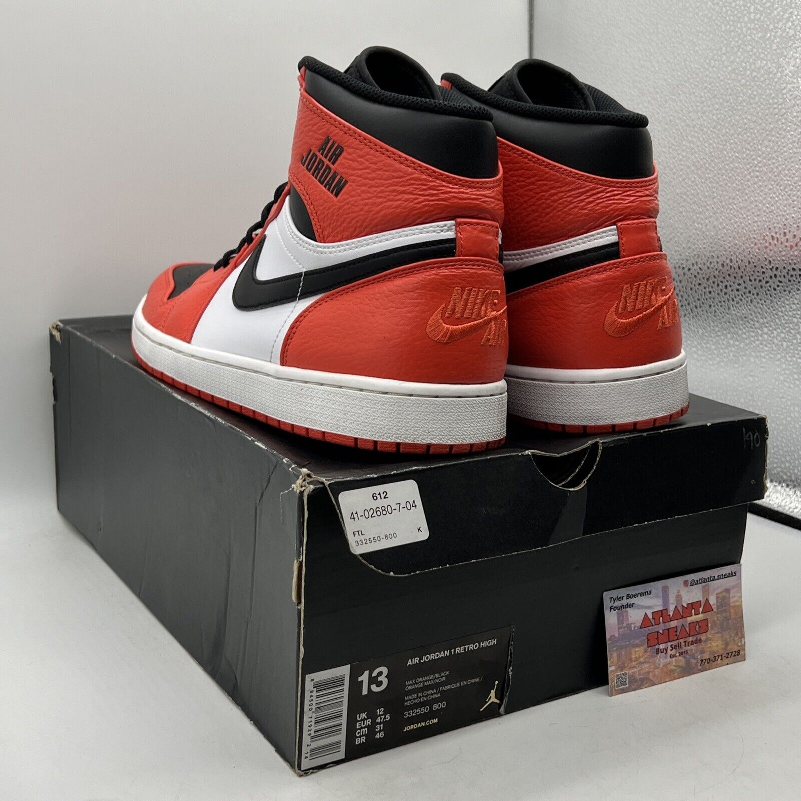 Size 13 - Air Jordan 1 Rare Air Max Orange Black White Leather (332550-800)