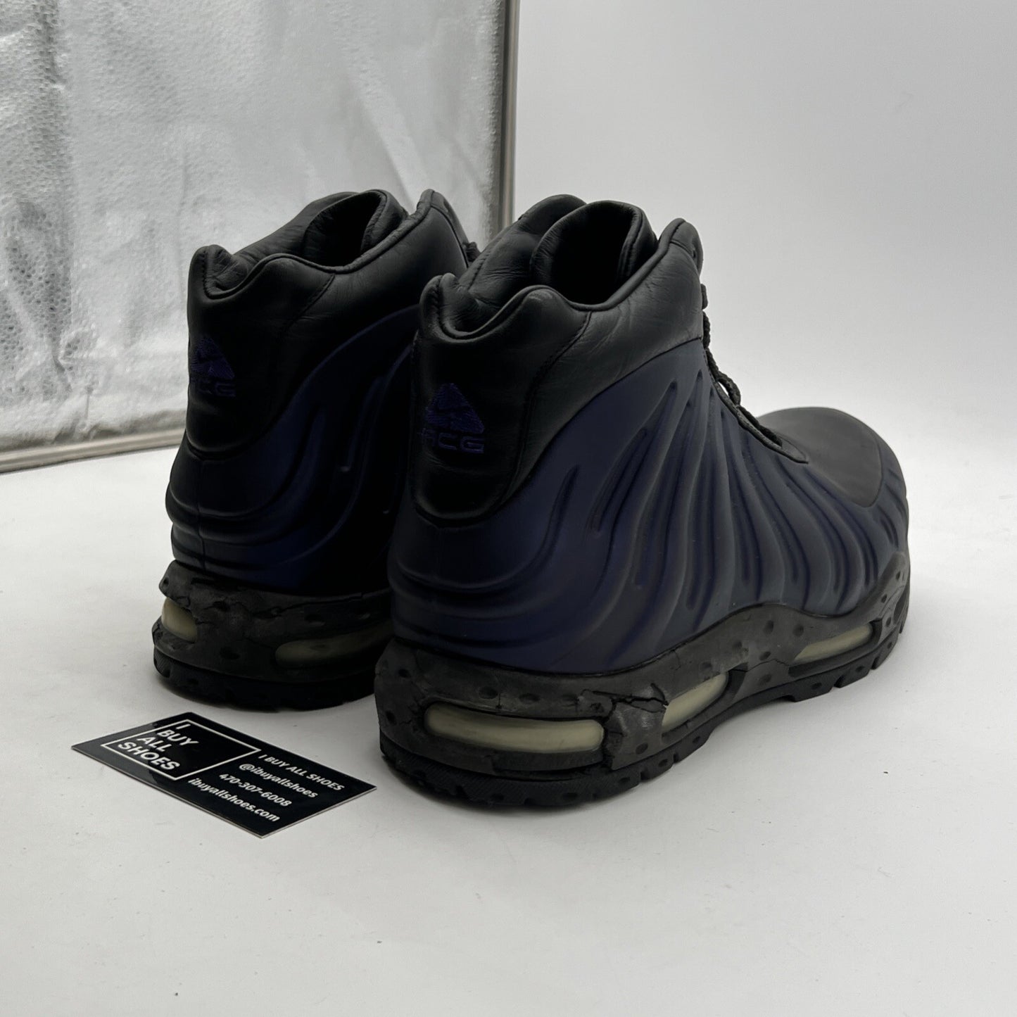Size 12 - Nike Foamposite Black/Club Purple (333791-504)