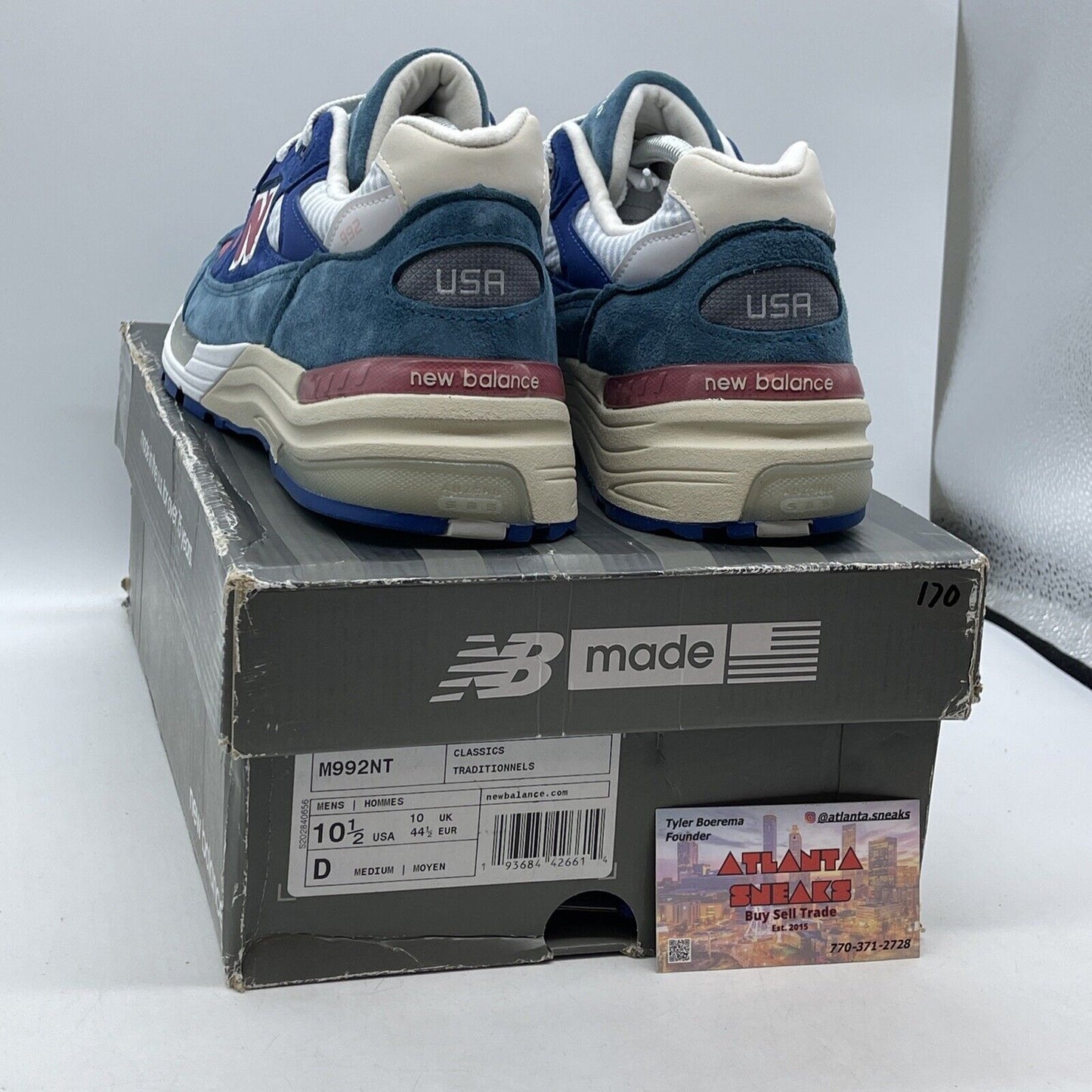 Size 10.5 - New Balance 992 Made in USA Tropical Blue Suede Leather (M992NT)