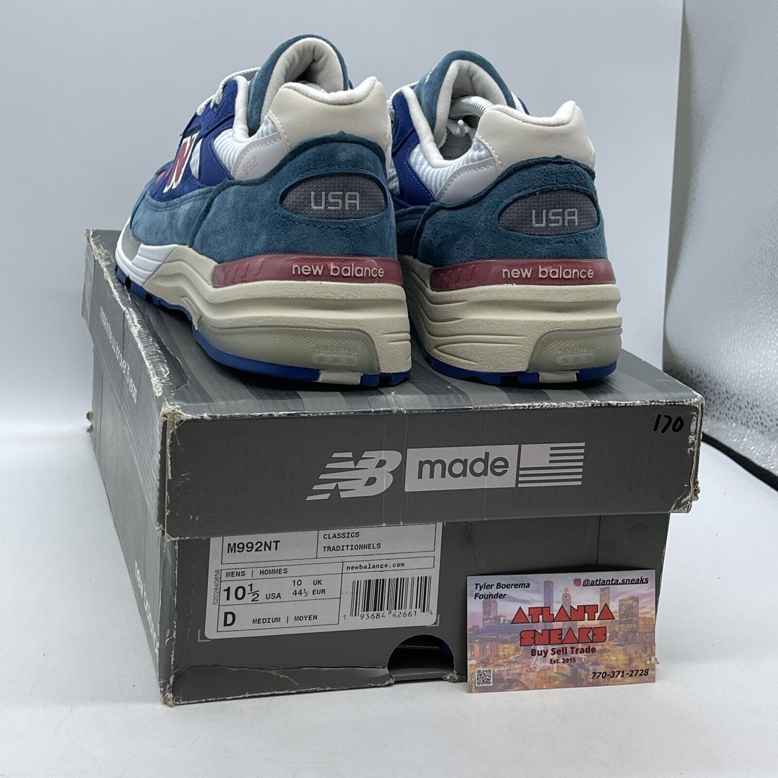 Size 10.5 - New Balance 992 Made in USA Tropical Blue Suede Leather (M992NT)