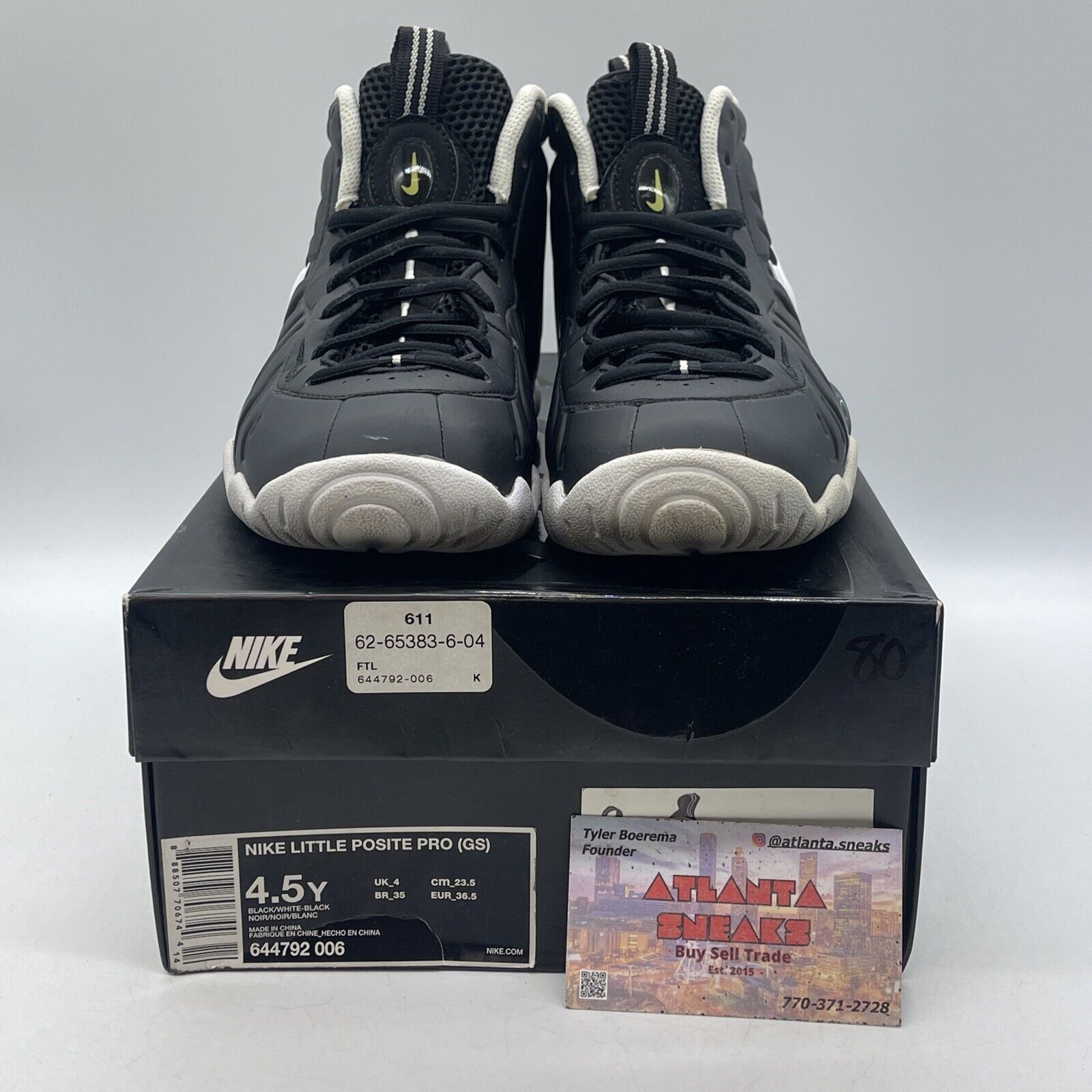 Size 4.5Y (GS) - Nike Little Posite Pro Mid Dr. Doom Black White (644792-006)