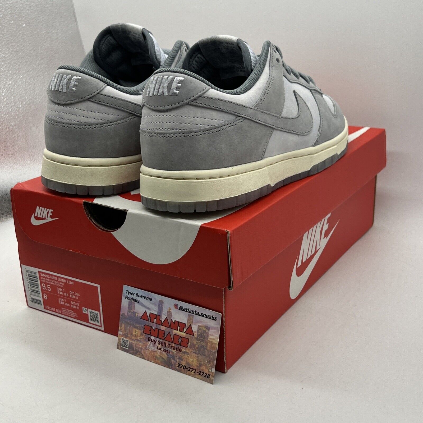 Size 9.5 - Nike Dunk Low Cool Grey W Suede Leather White (FV1167-001)