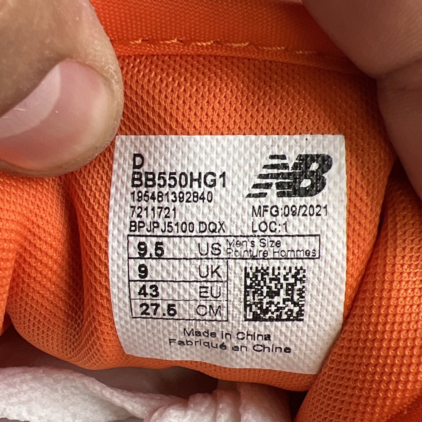 Size 9.5 - New Balance 550 Varsity Orange (BB550HG1)
