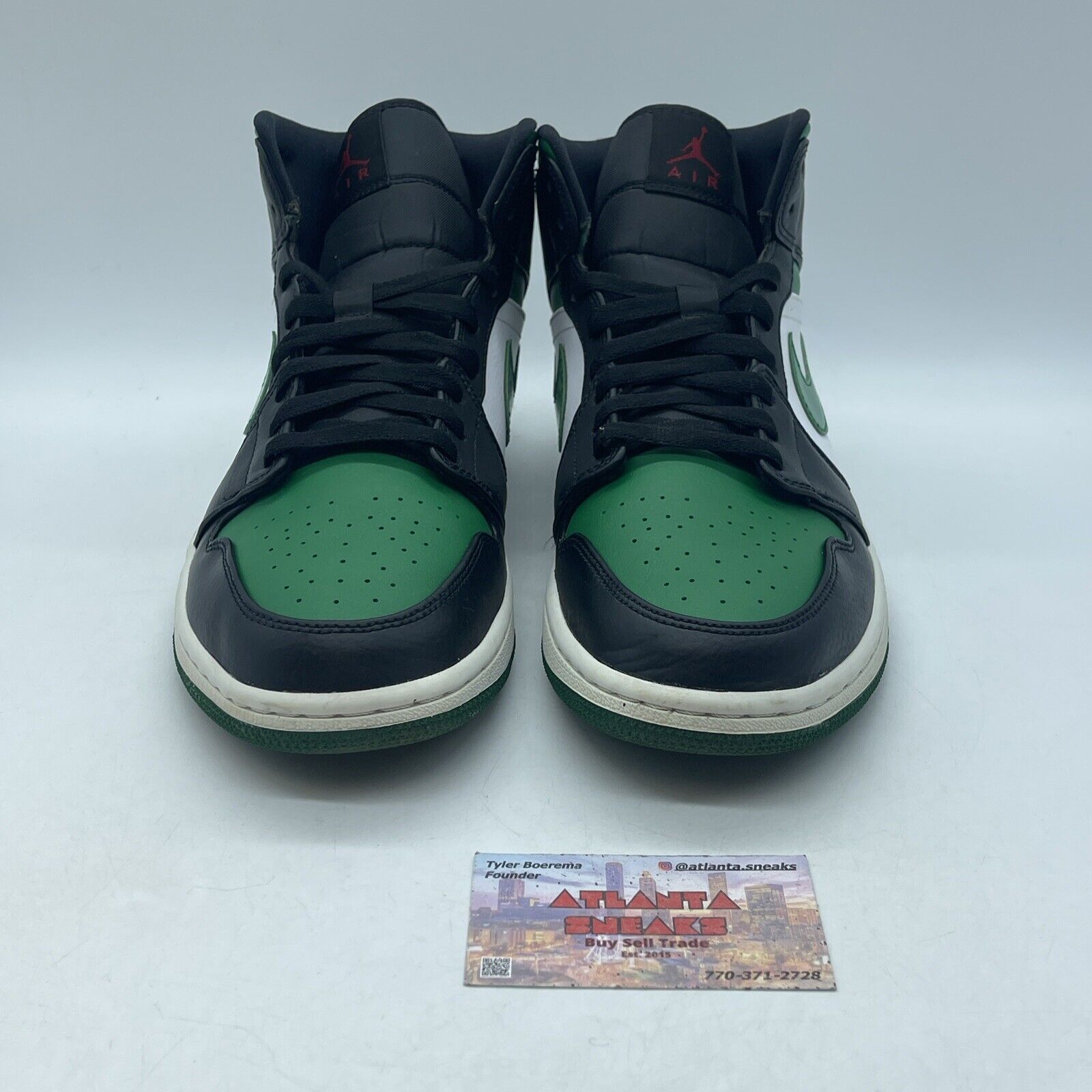 Size 11.5 - Air Jordan 1 Mid Pine Green White Black Leather (554724-067)