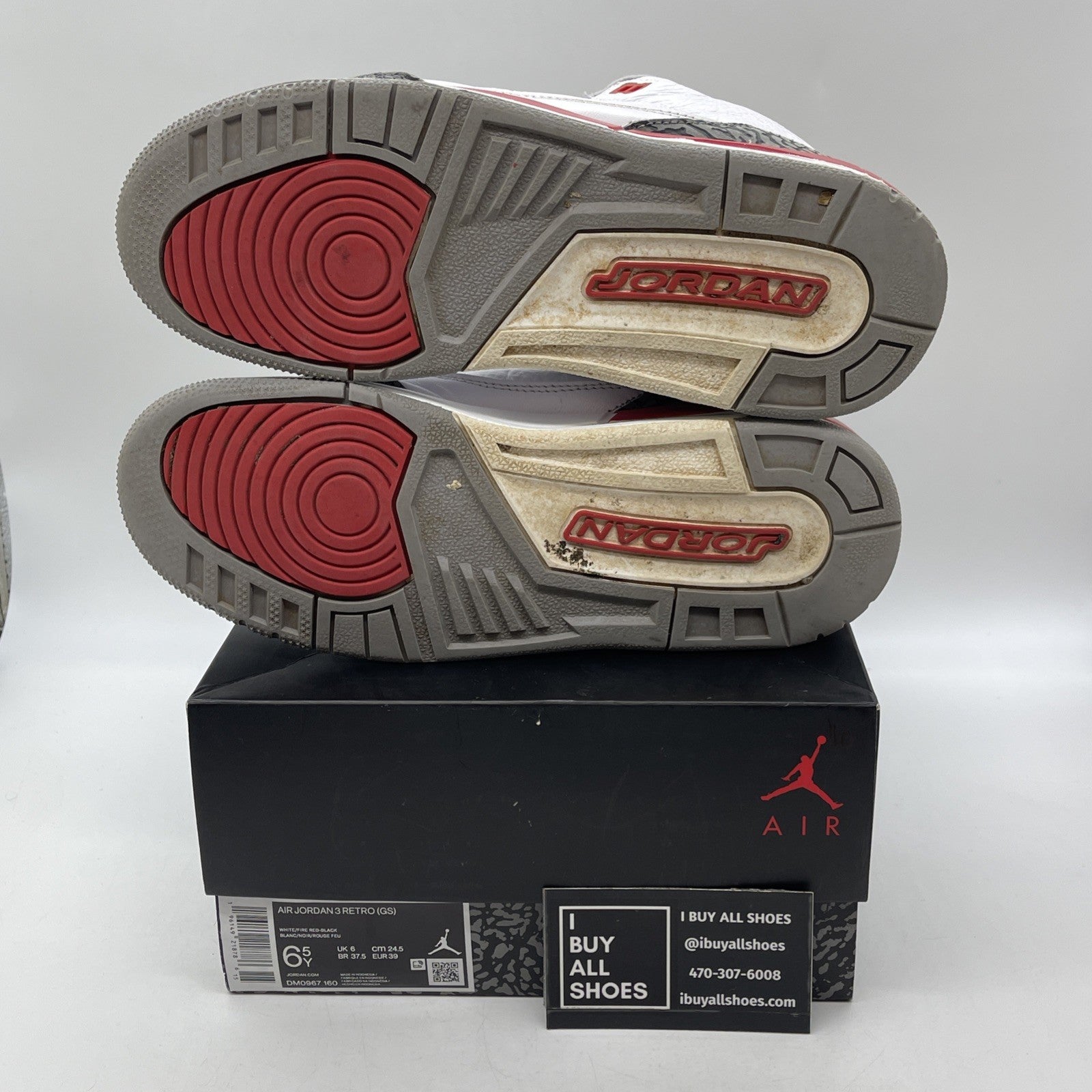 Size 6.5Y  (GS) - Jordan 3 Retro 2022 Mid Fire Red Grey White (DM0967-160)