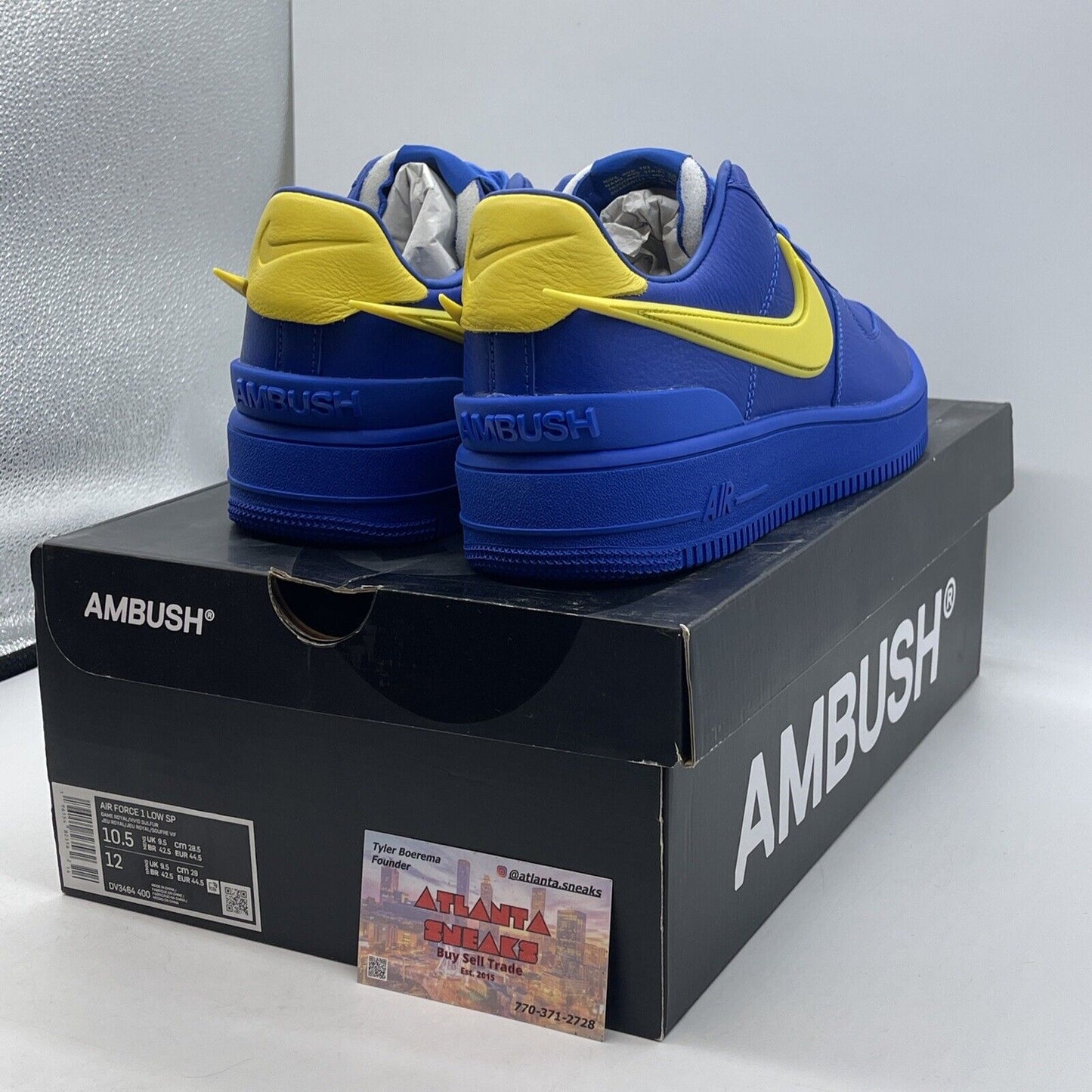 Size 10.5 - Nike AMBUSH x Air Force 1 Low Game Royal Blue Yellow (DV3464-400)