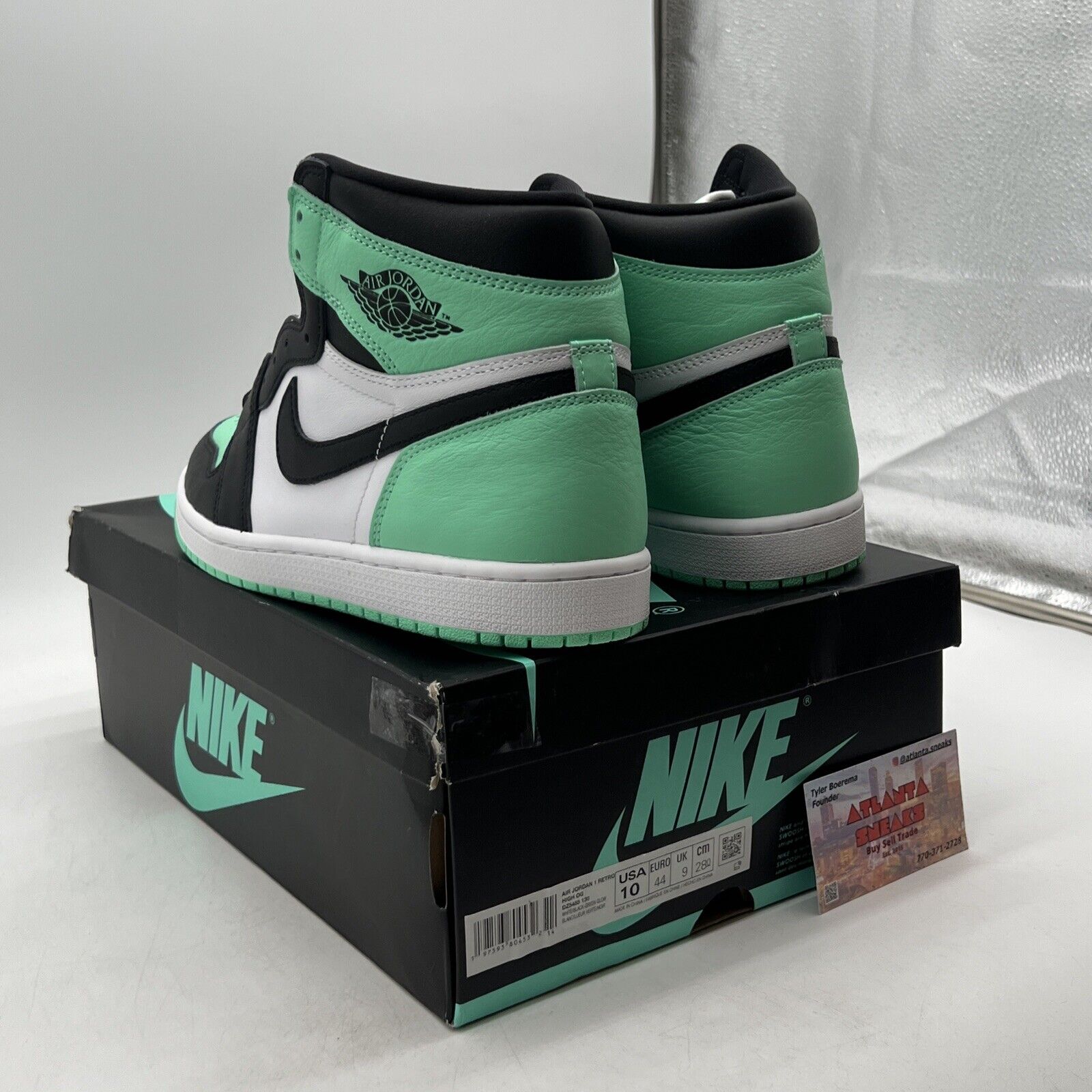 Size 10 - Air Jordan 1 Retro OG High Green Glow White Black Leather.(DZ5495-130)