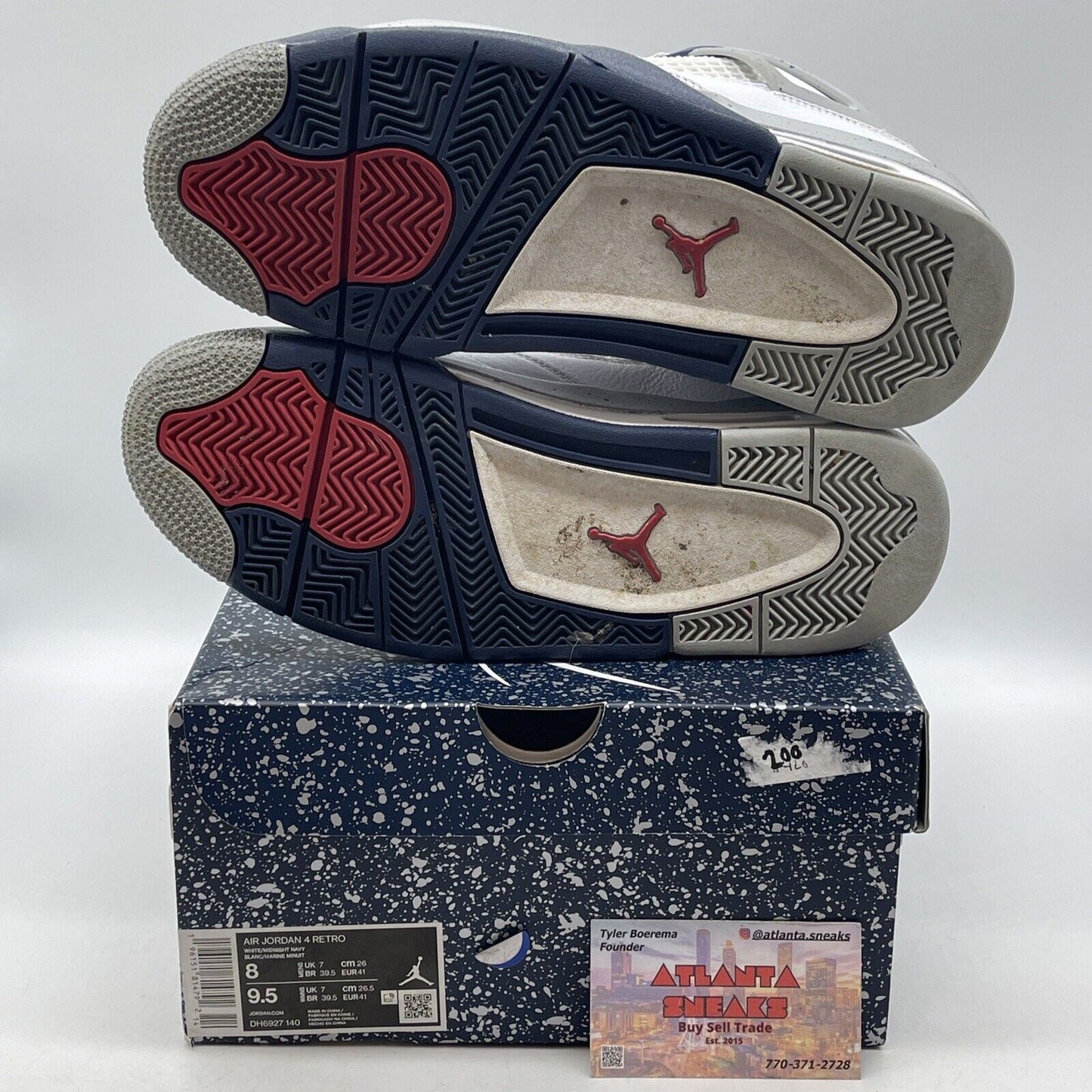 Size 8 - Jordan 4 Retro Mid Midnight Navy White Grey Leather (DH6927-140)