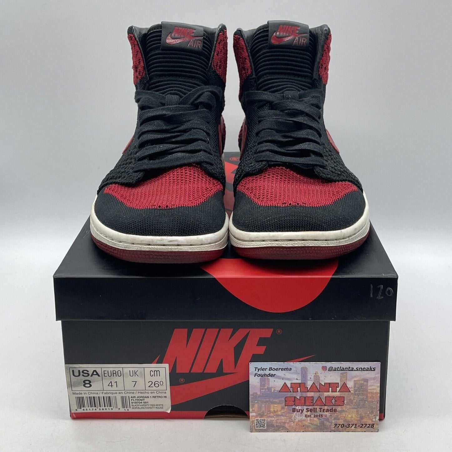 Size 8 - Air Jordan 1 Retro OG Flyknit High Bred Red Black Suede (919704-001)