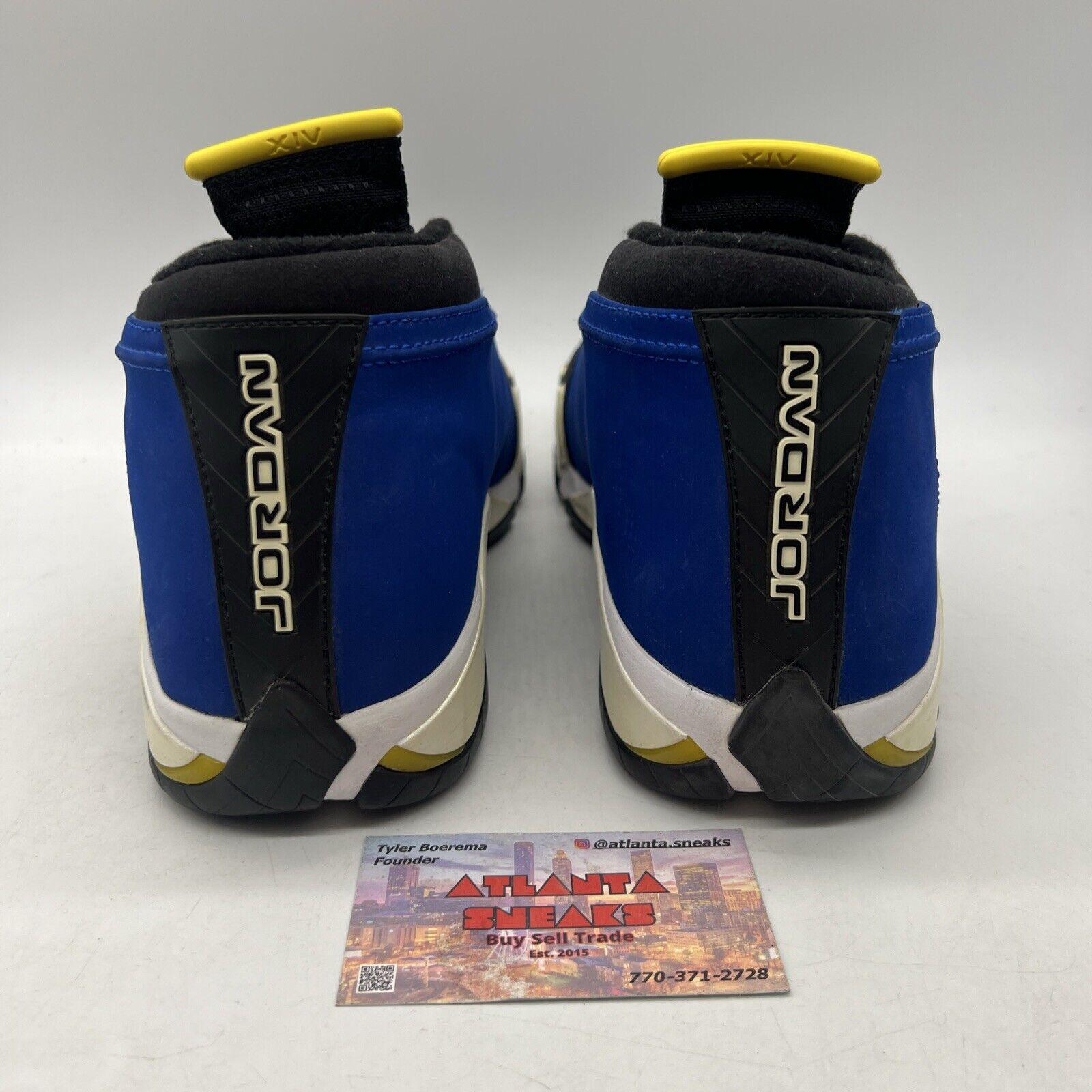 Size 11 - Air Jordan 14 Retro 2015 Low Laney Blue White Black Suede (807511-405)