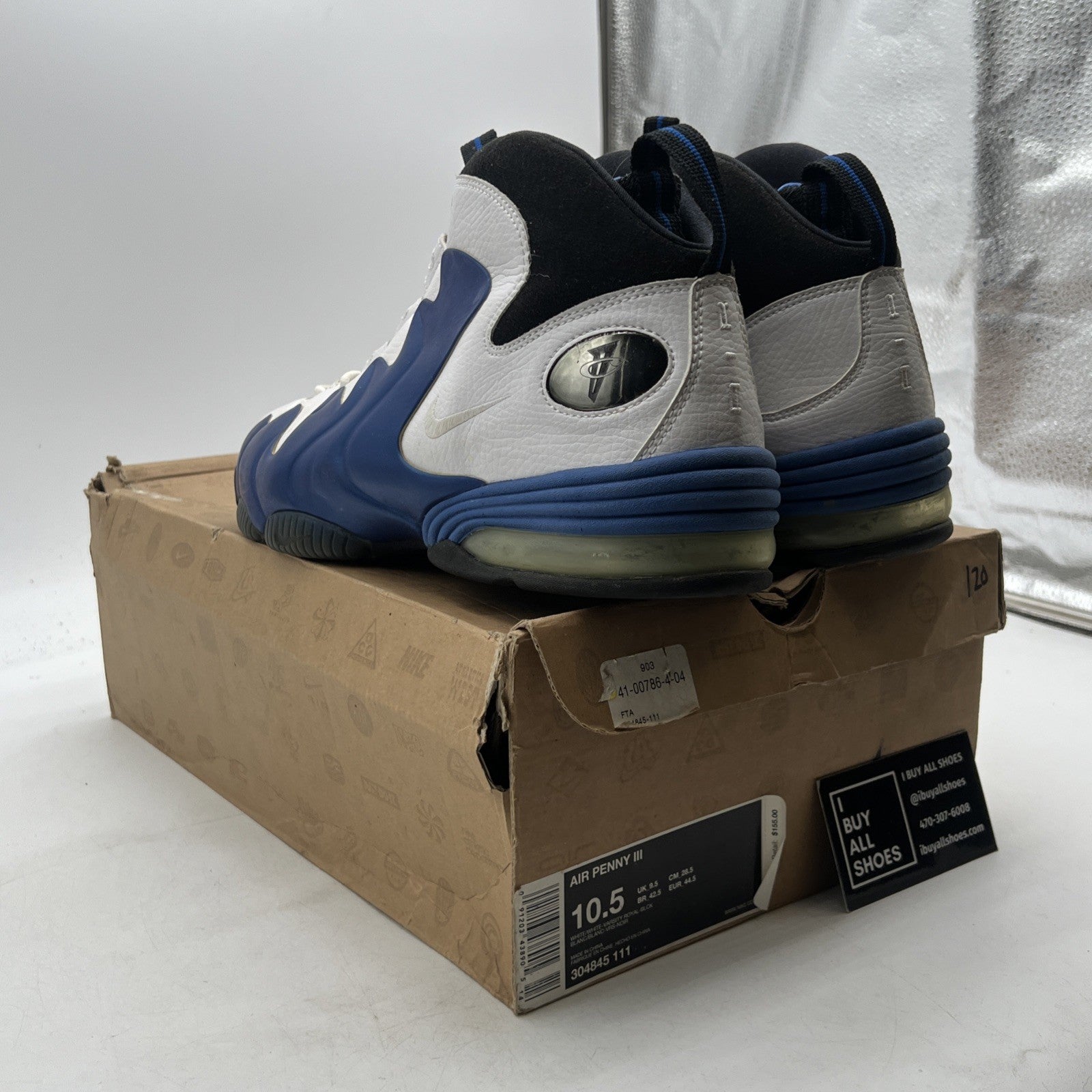 Size 10.5 - Nike Air Penny 3 Retro Royal White (304845-111)