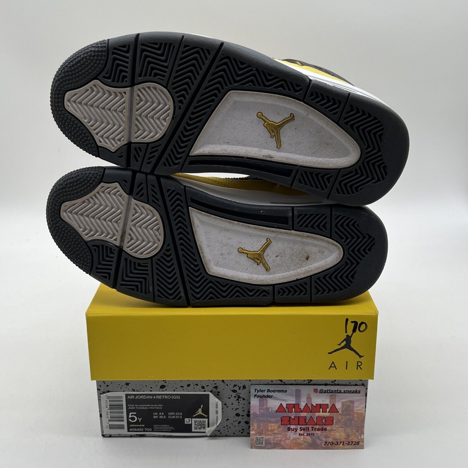 Size 5 - Jordan 4 Retro GS Tour Yellow 2021 - Suede Grey  (408452-700)