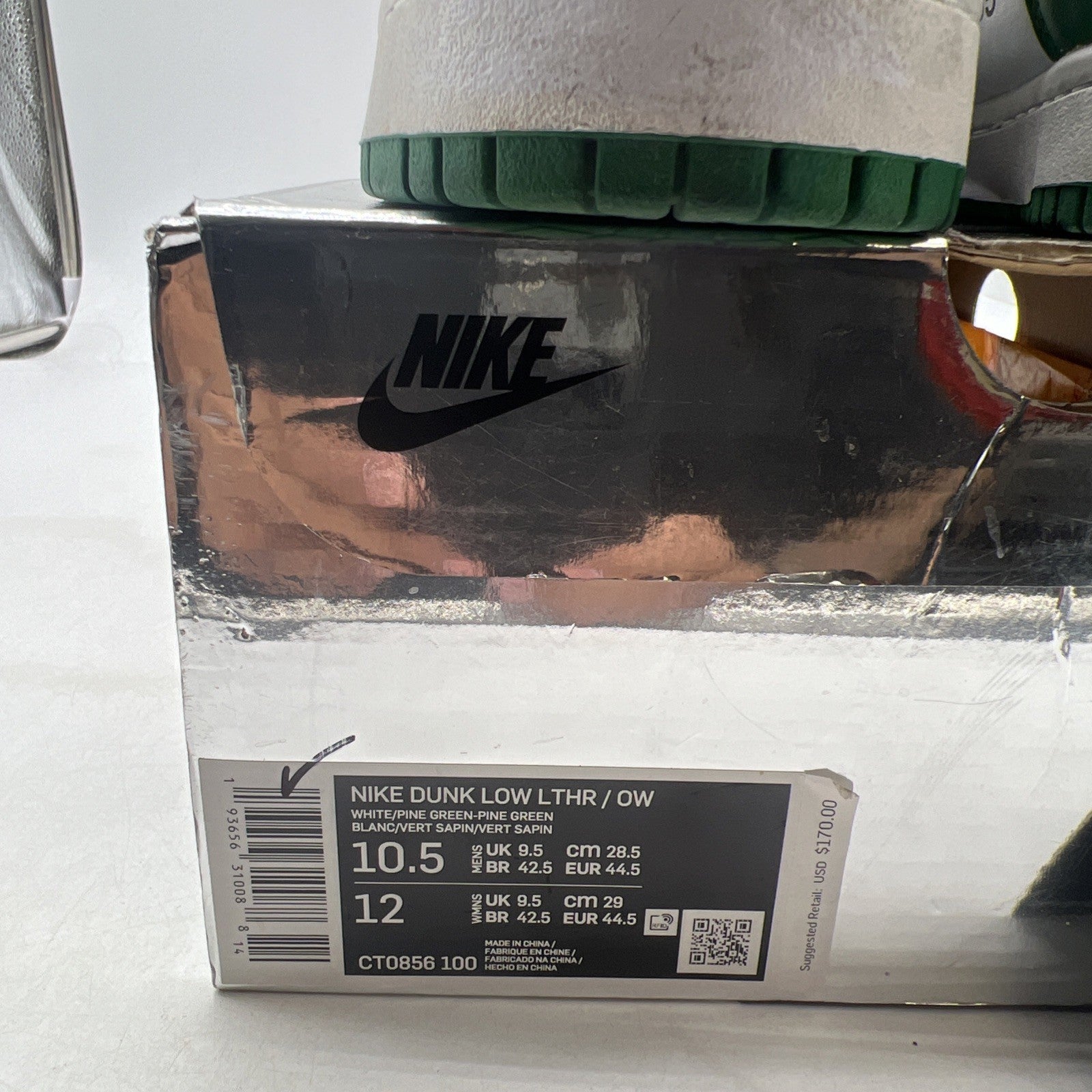 Size 10.5 - Nike Dunk Low x OFF-WHITE Pine Green 2019 (CT0856-100)