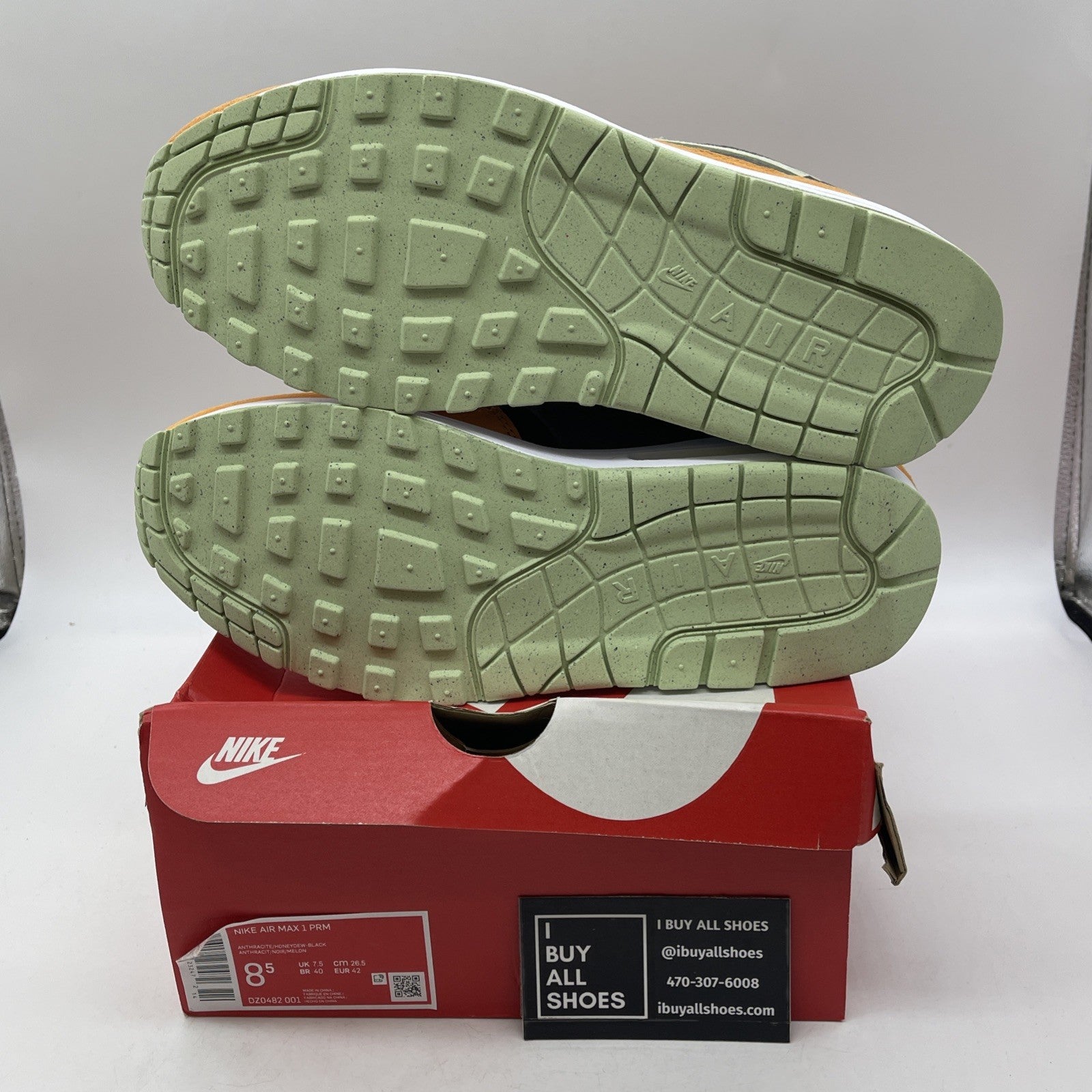 Size 8.5 - Nike Air Max 1 Premium Ugly Duckling Honeydew Suede (DZ0482-001)