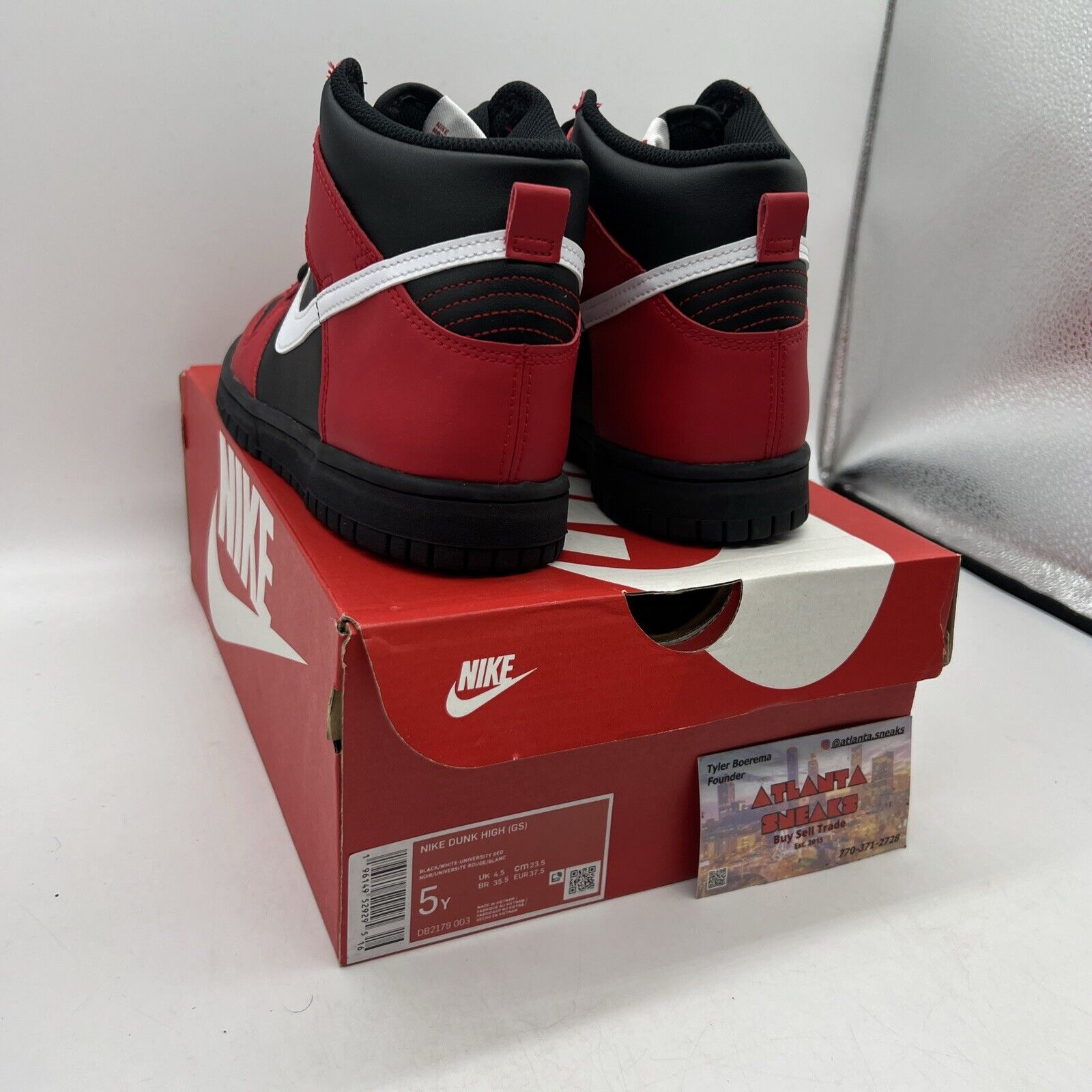 New Nike Dunk High GS Black University Red Size 5Y Brand New Og All