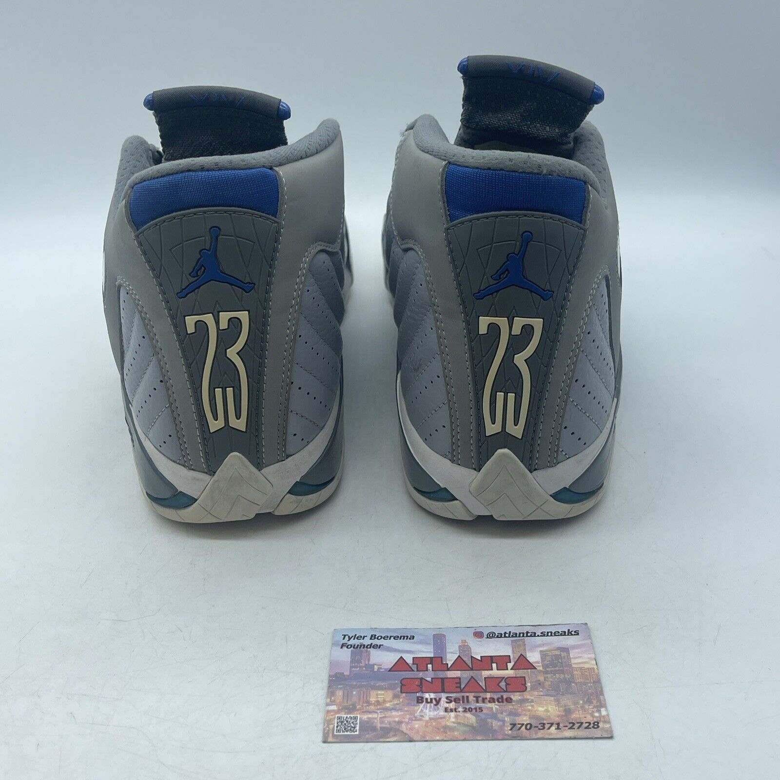 Size 10.5 - Air Jordan 14 Retro Wolf Grey Blue White Black (487471-004)