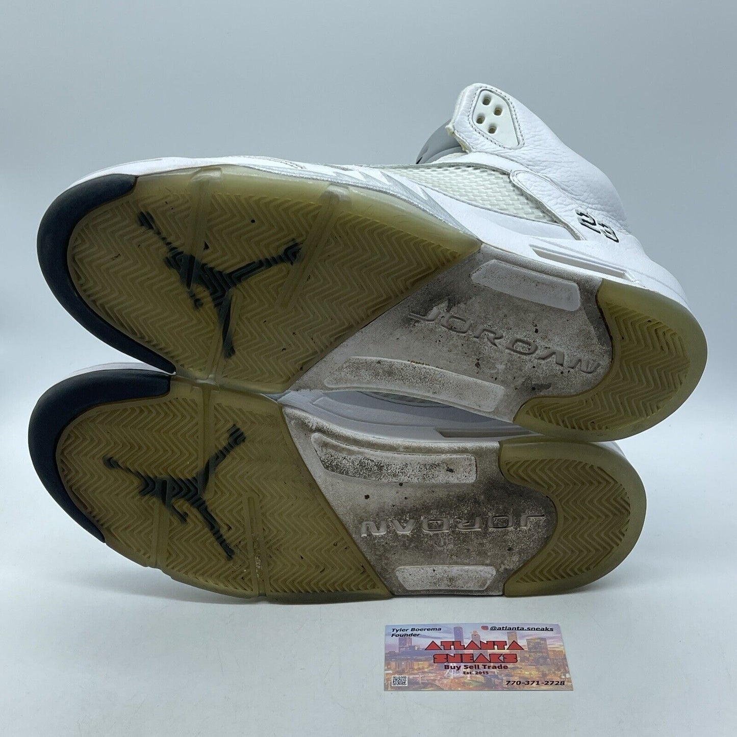 Size 13 - Air Jordan 5 Retro 2015 Metallic White Black Leather (136027-130)