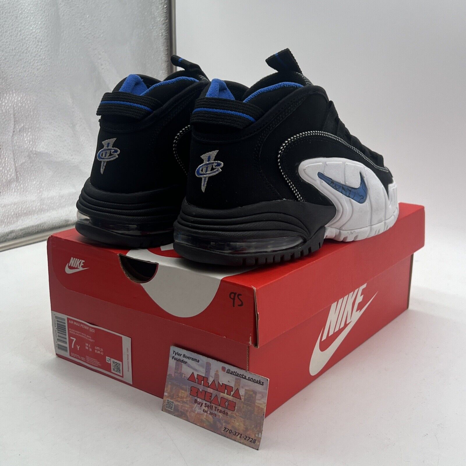 Size 7Y (GS) - Nike Air Max Penny 1 Mid Orlando Black White Blue (DQ7774-001)