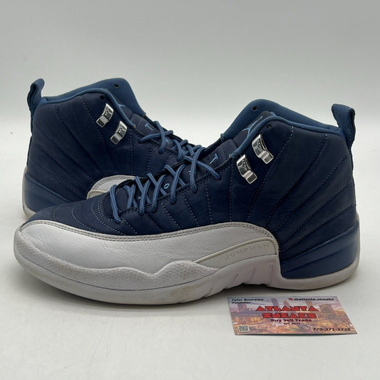 Size 9.5 - Jordan 12 Retro Indigo 2020 White Navy Leather (130690-404)