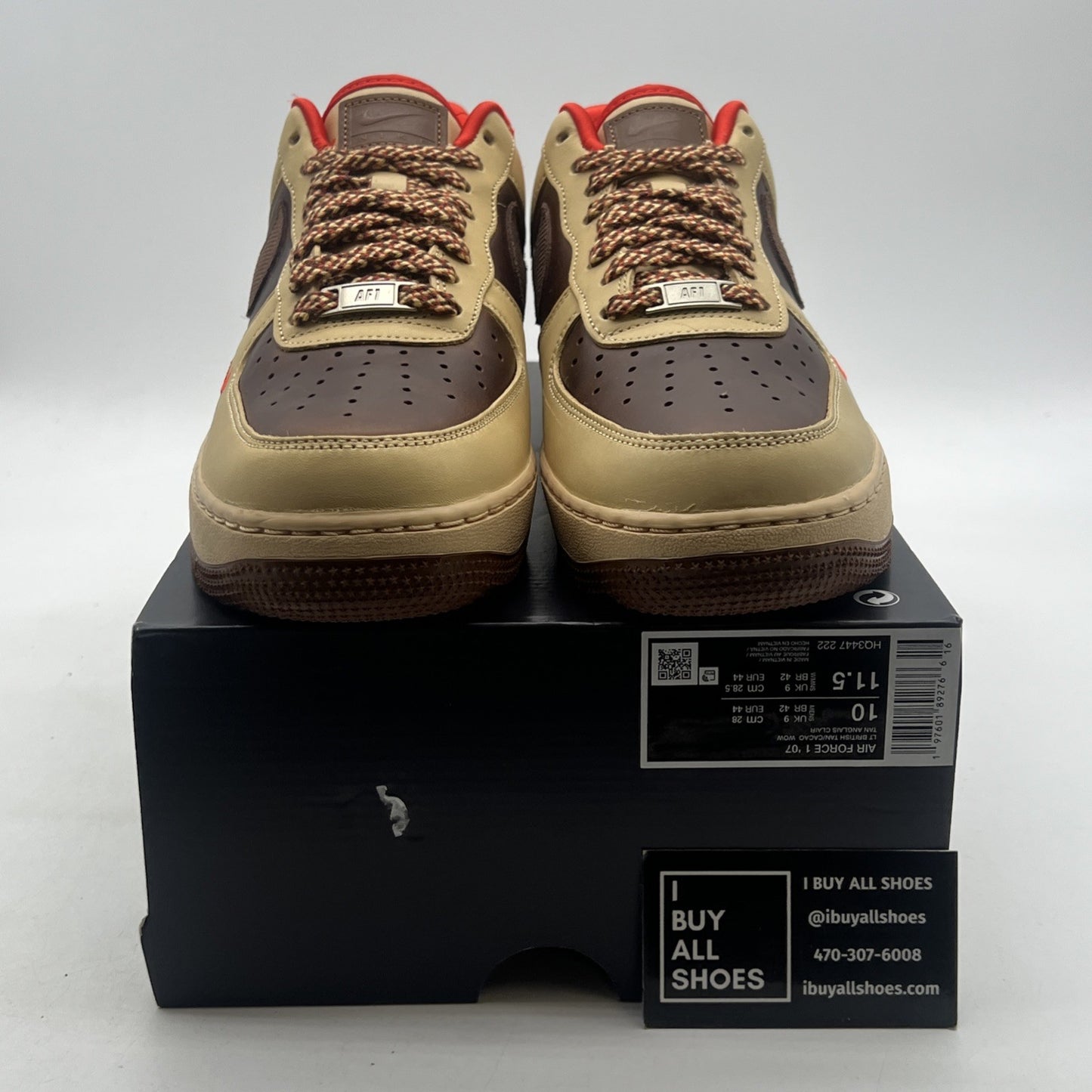 Size 10 - Nike Air Force 1 '07 Light British Tan Cacao Wow (HQ3447-222)