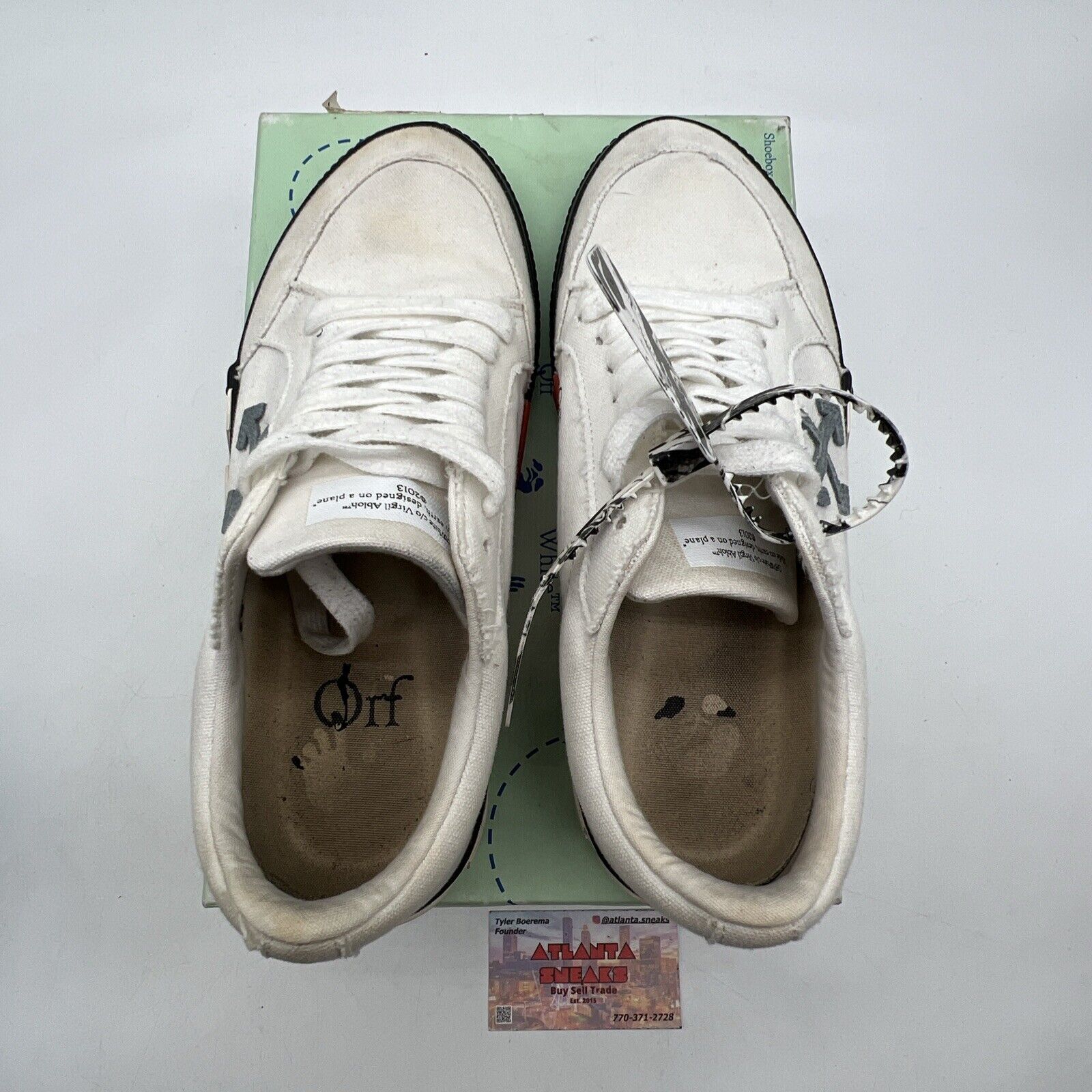 Size 8 - Off-White Vulc Sneaker White Black Light Blue (OMIA085R21FAB0020140)