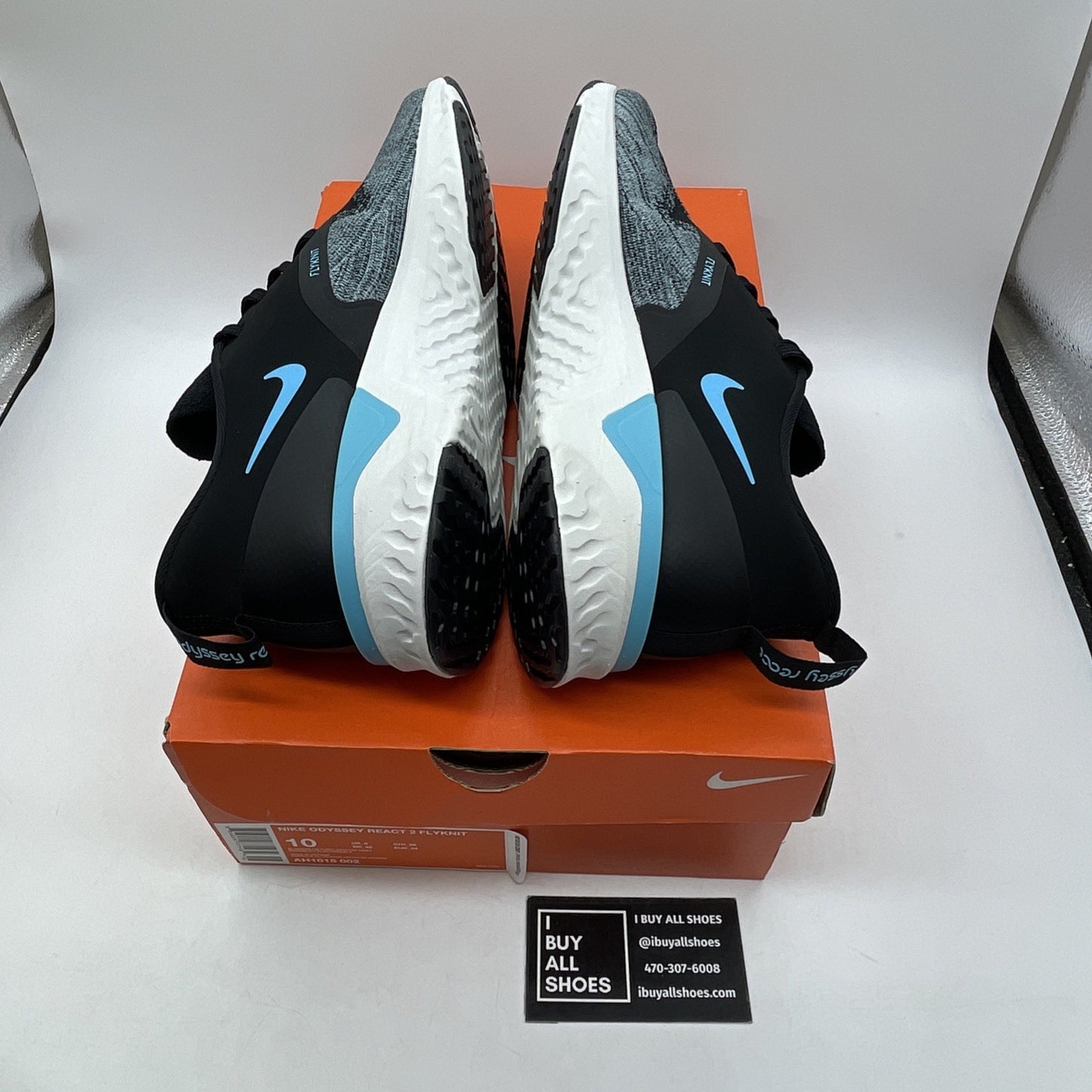 Size 10 - Nike Odyssey React 2 Flyknit Black Aviator Grey Suede (AH1015-002)