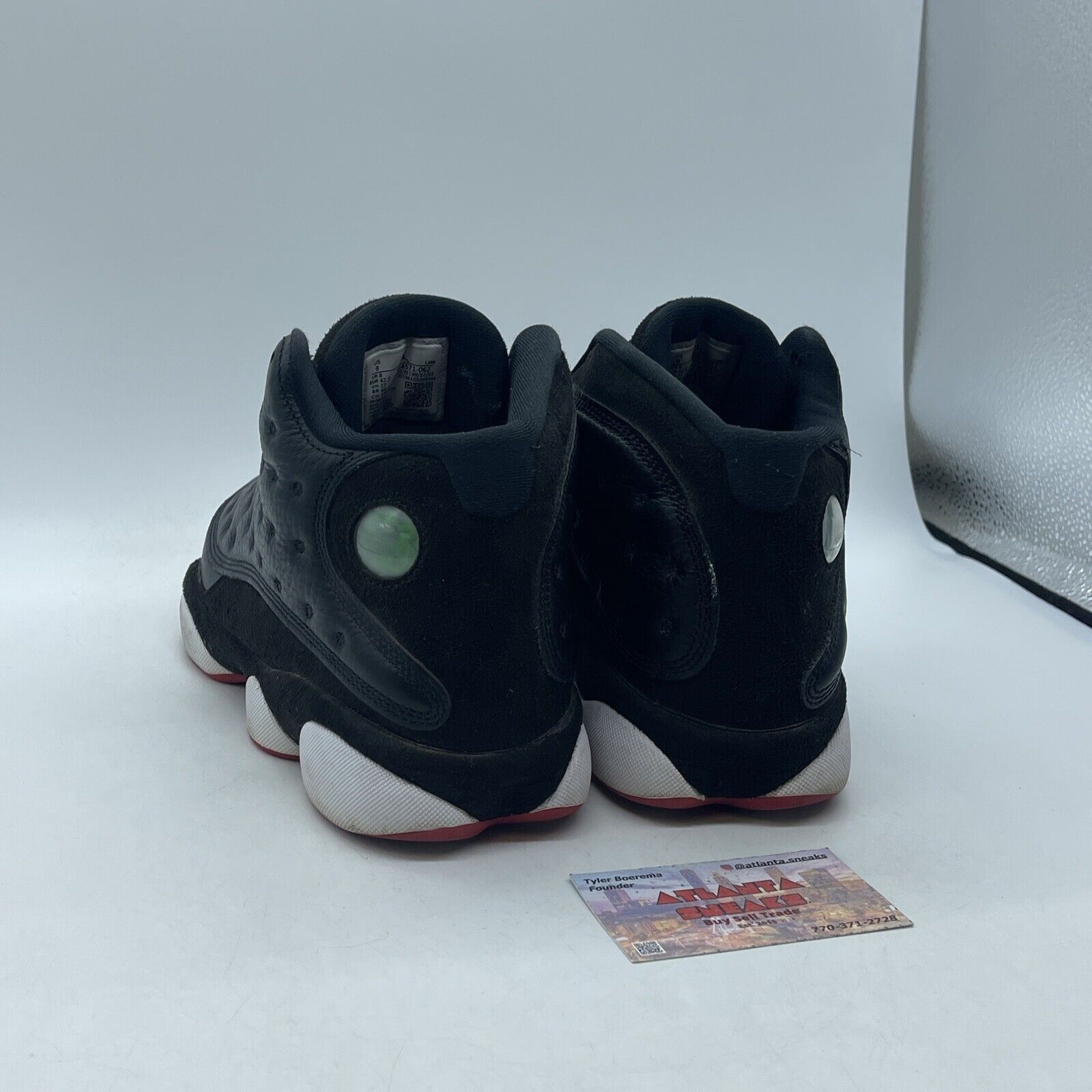 Size 9 - Jordan 13 Retro Mid Playoff Black Suede Leather Red White (414571-062)