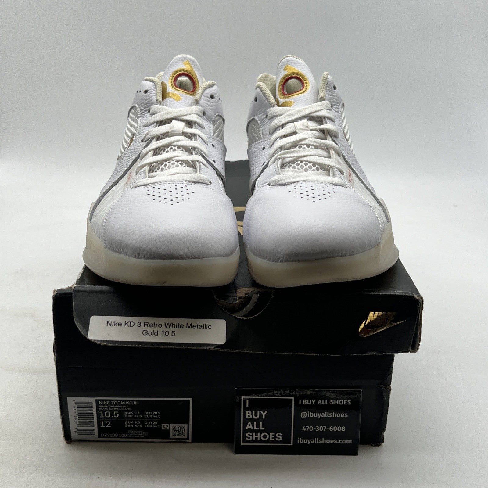 Size 10.5 - Nike Zoom KD 3 White Metallic Gold (DZ3009-100)