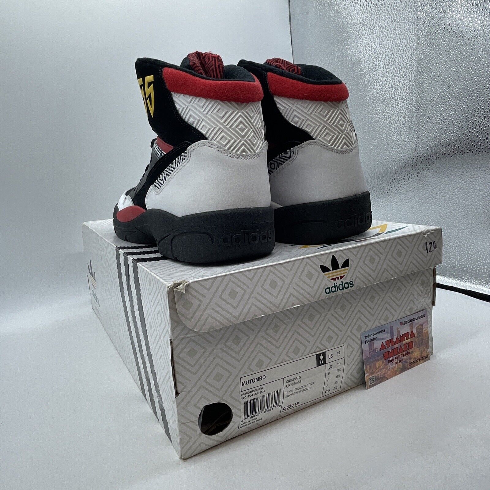 Size 12 - adidas Mutombo White Black Red Yellow Blue Suede Leather (Q33018)