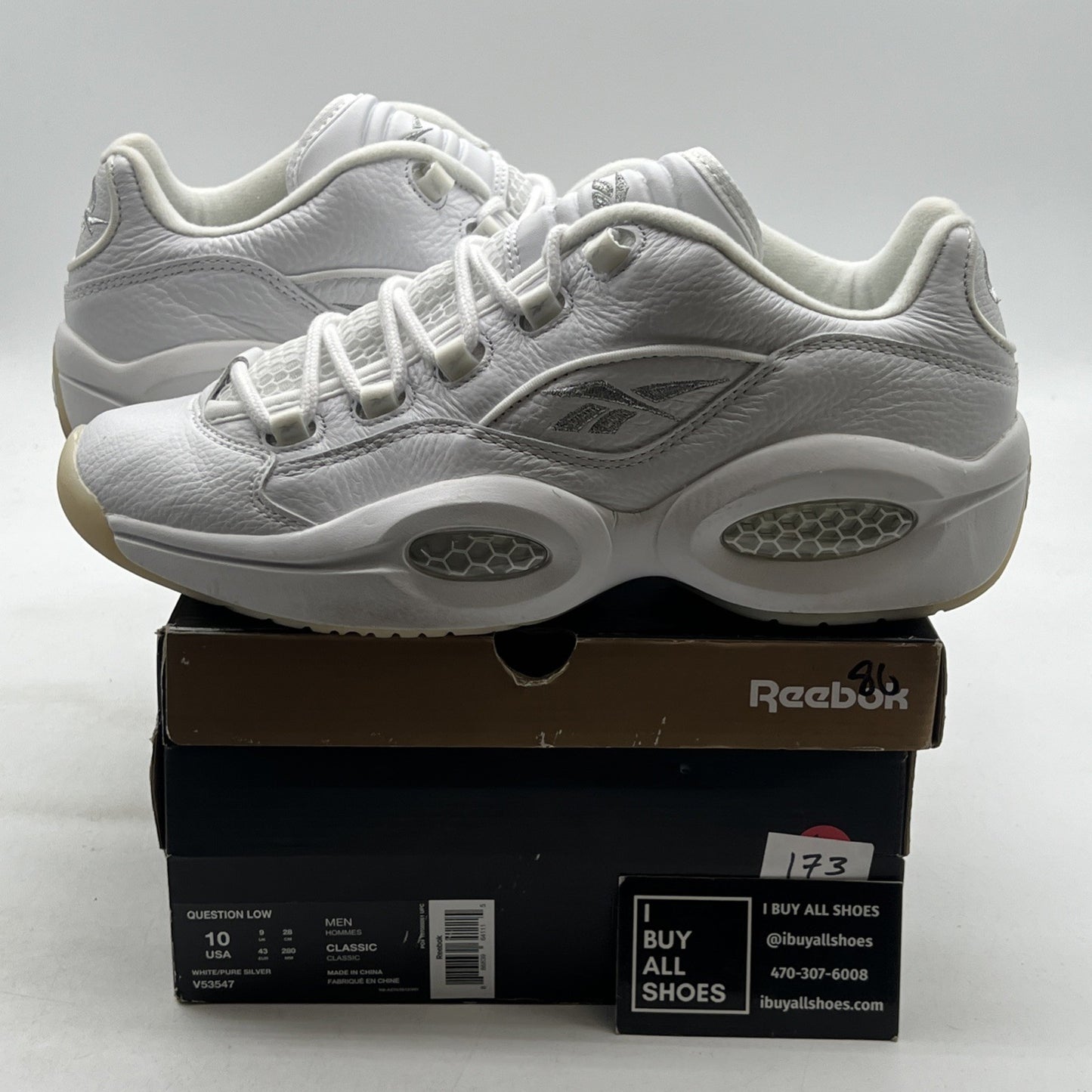 Size 10 - Reebok Question Low White (V53547)