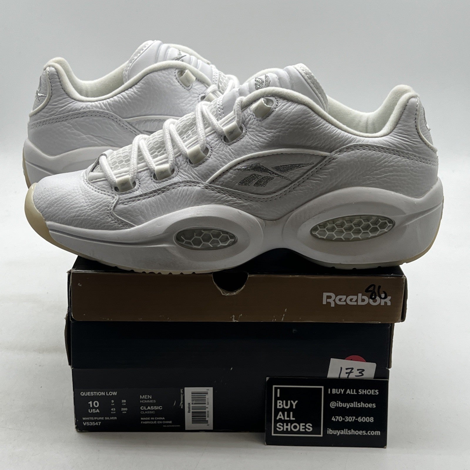 Size 10 - Reebok Question Low White (V53547)