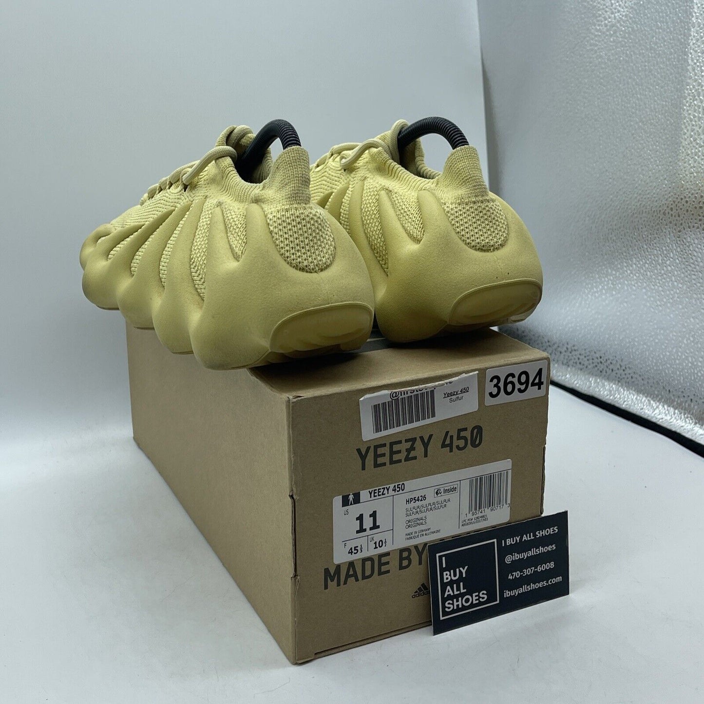 Size 11 - adidas Yeezy 450 Sulfur Yellow Suede (HP5426)