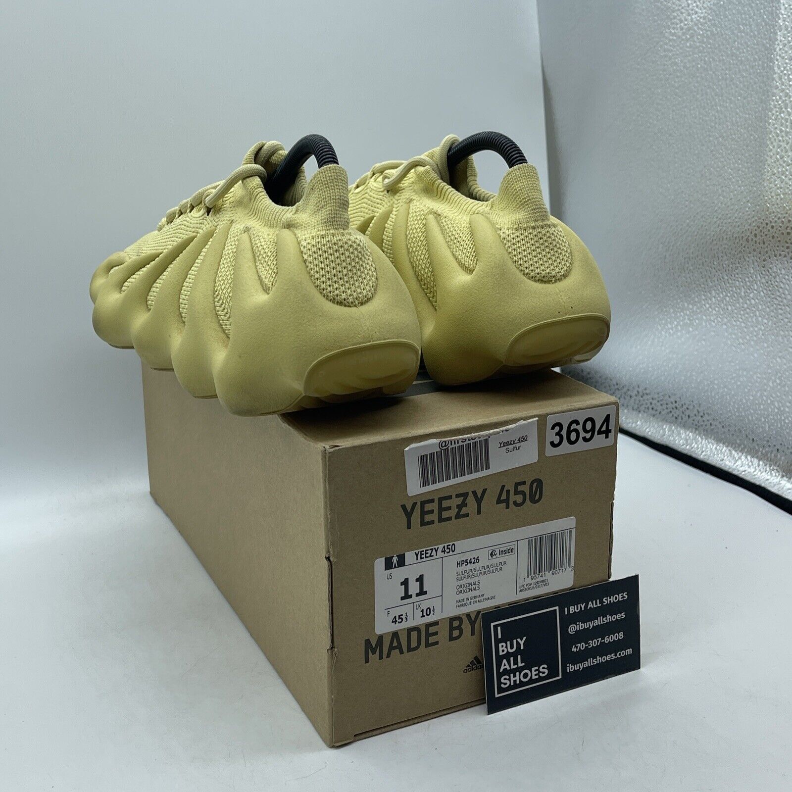 Size 11 - adidas Yeezy 450 Sulfur Yellow Suede (HP5426)